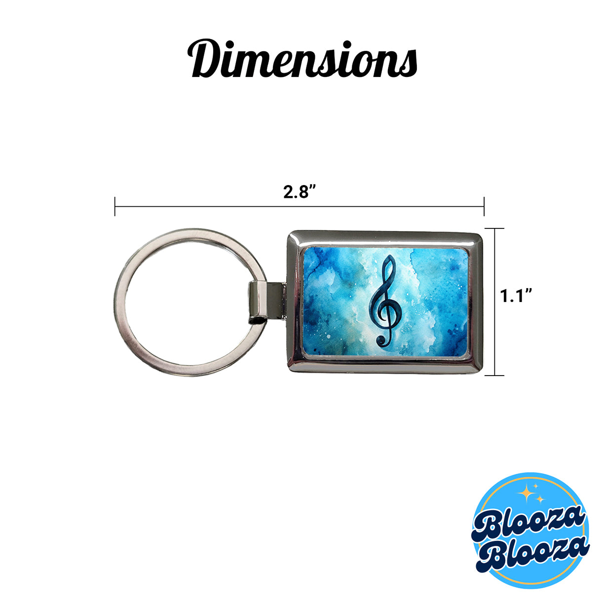 Treble Clef Music Musical Note Blue Watercolor Rectangle Metal Keychain