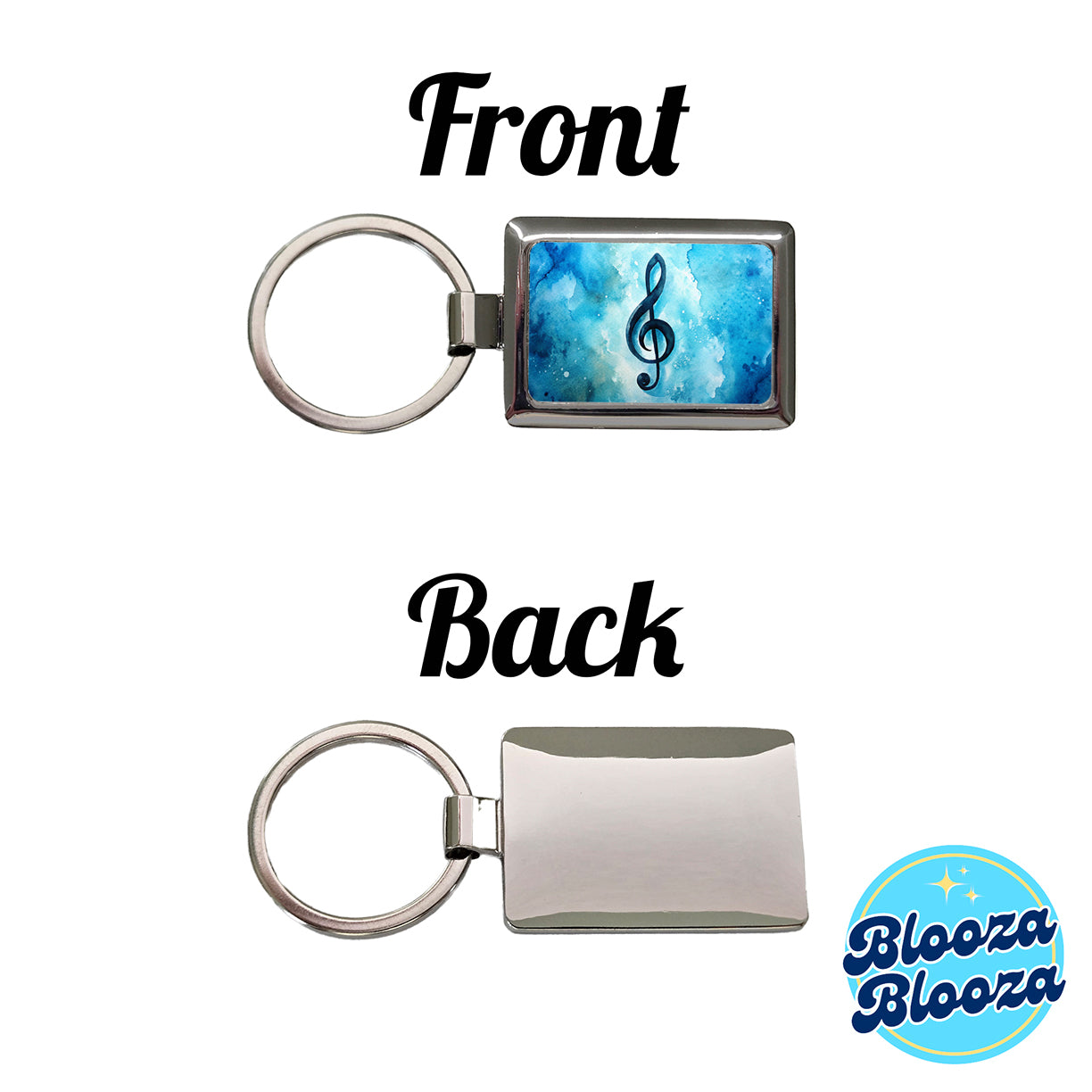 Treble Clef Music Musical Note Blue Watercolor Rectangle Metal Keychain