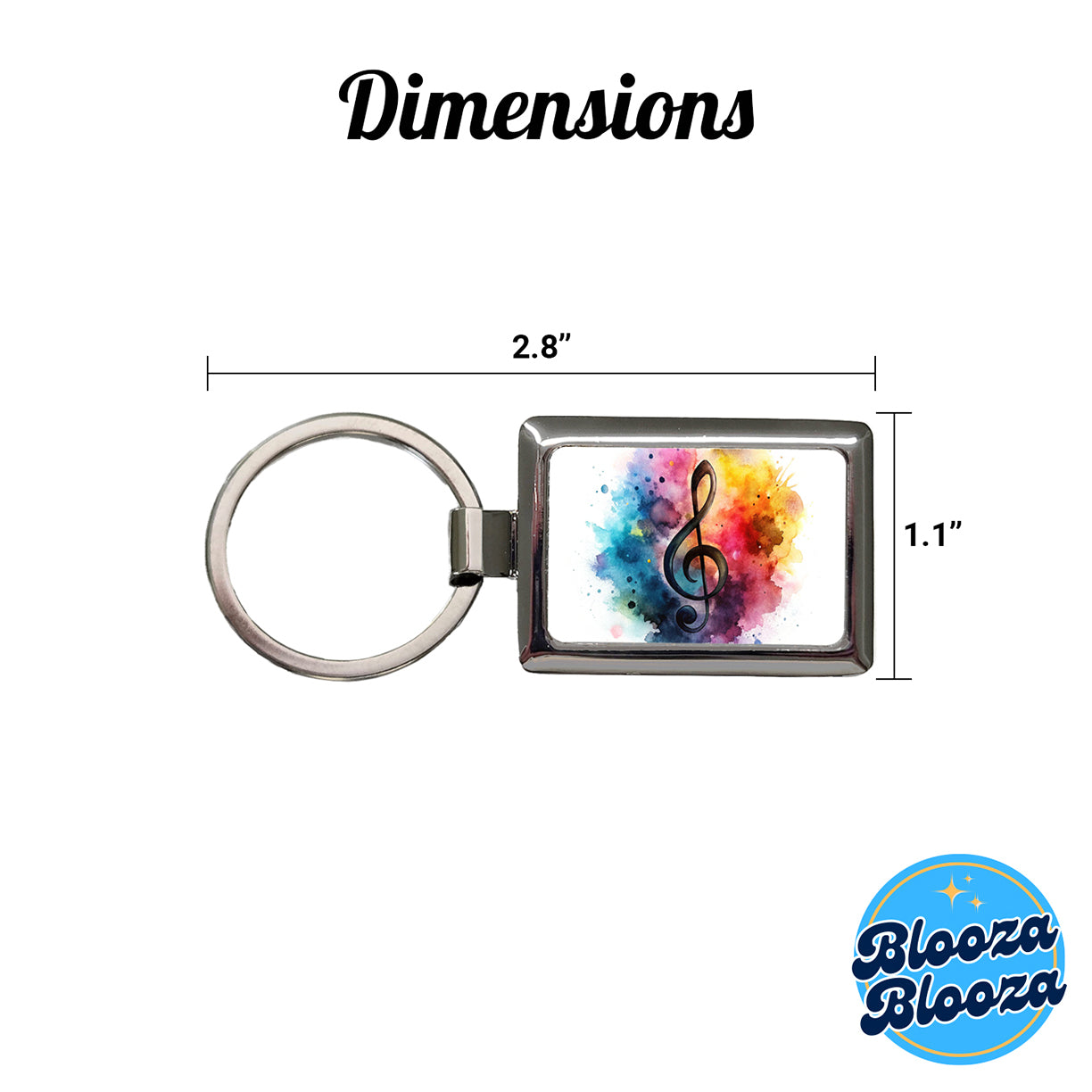 Treble Clef Music Musical Note Colorful Watercolor Rectangle Metal Keychain