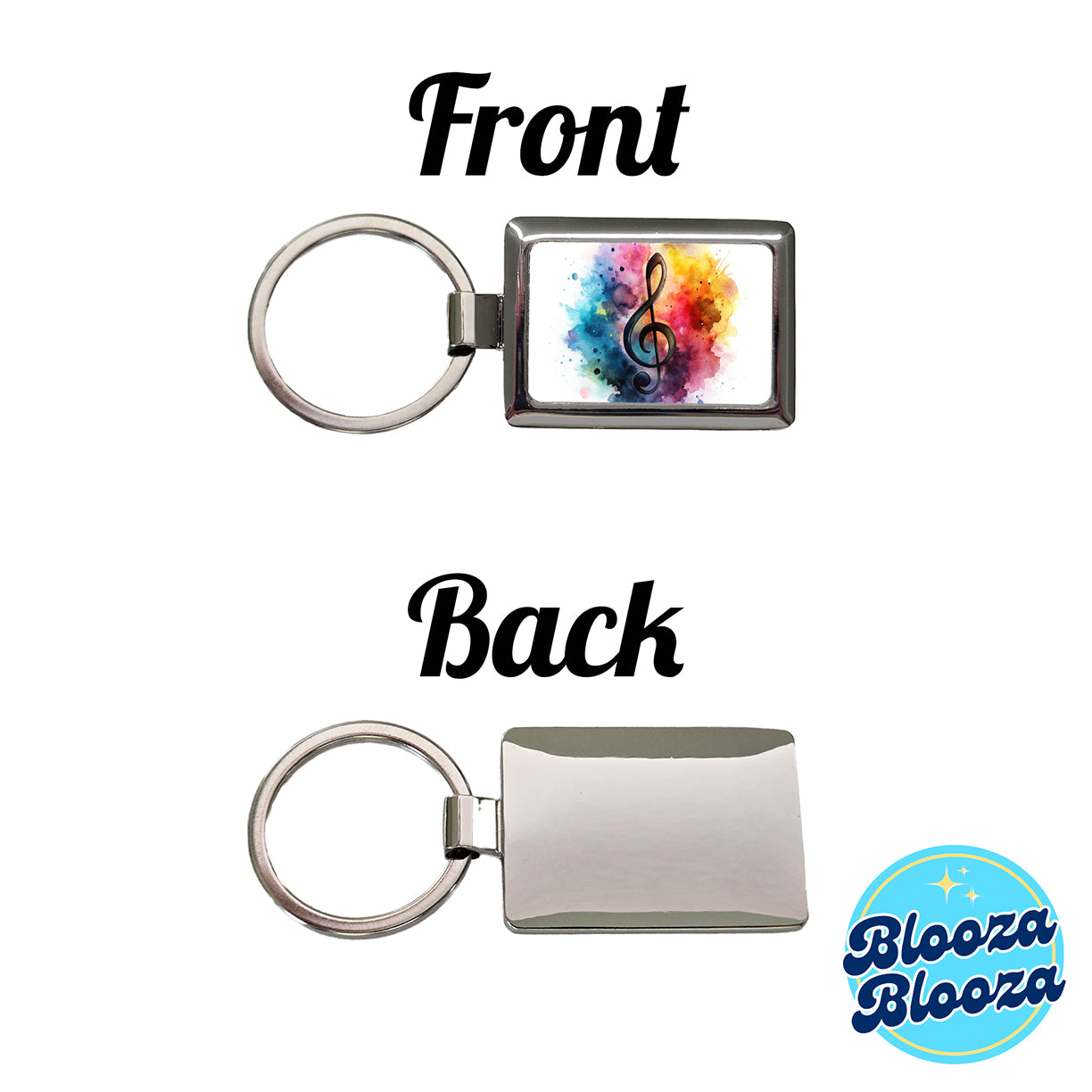 Treble Clef Music Musical Note Colorful Watercolor Rectangle Metal Keychain