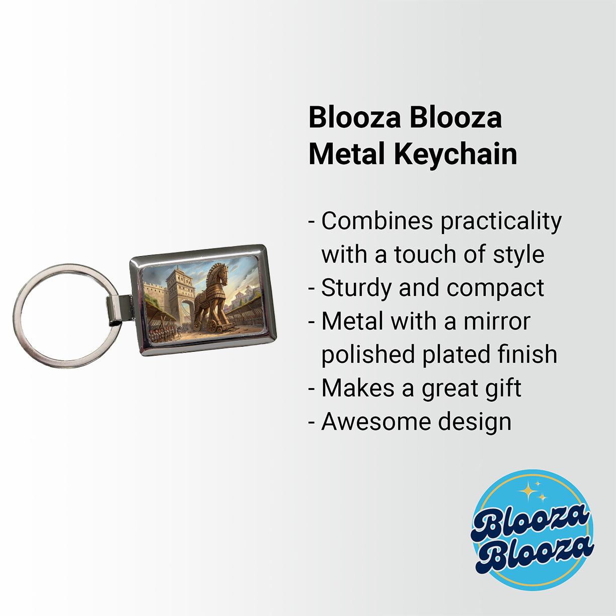 Trojan Horse Being Brought Into Troy Homer's Iliad War Rectangle Metal Keychain