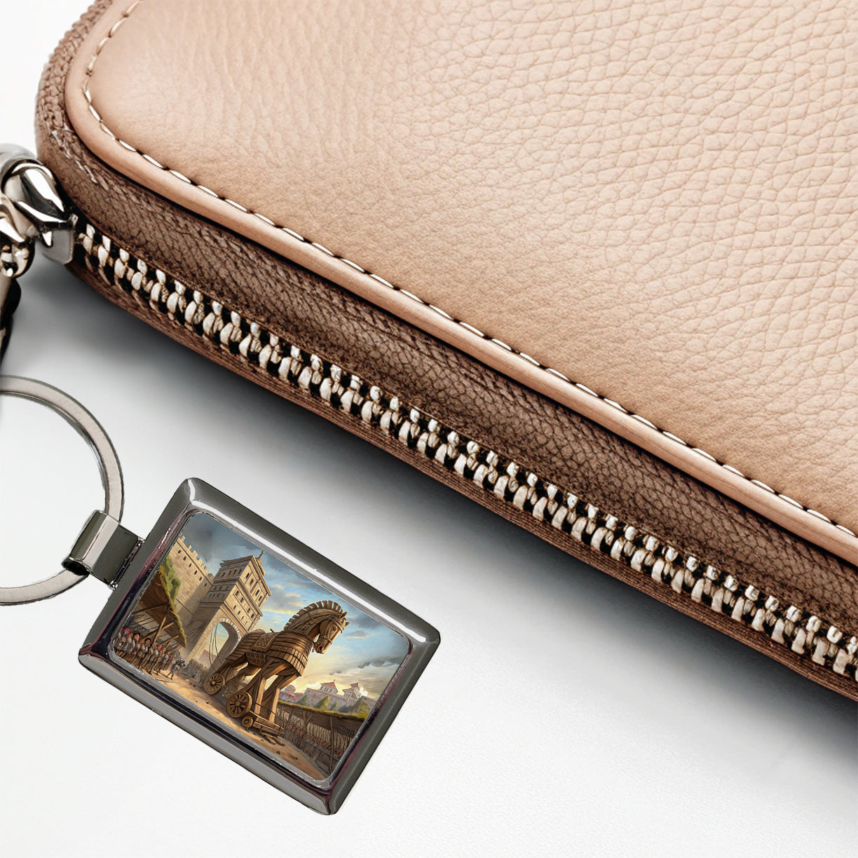 Trojan Horse Being Brought Into Troy Homer's Iliad War Rectangle Metal Keychain