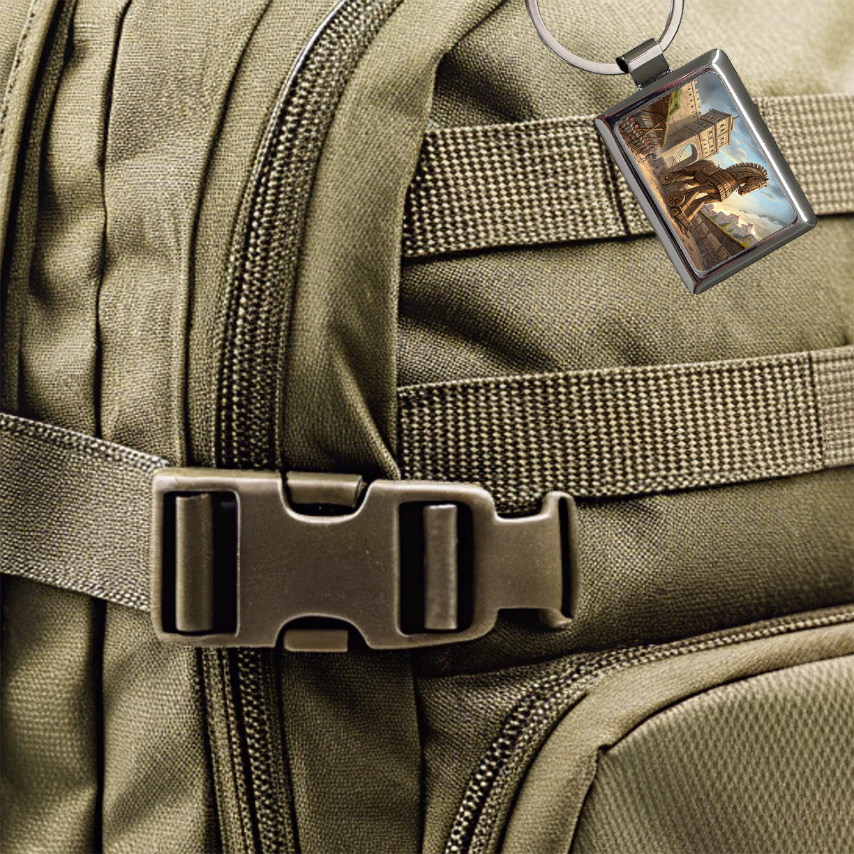 Trojan Horse Being Brought Into Troy Homer's Iliad War Rectangle Metal Keychain