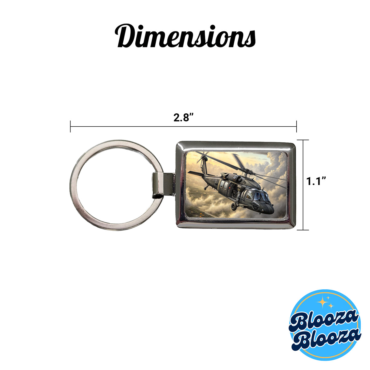 UH-60 Black Hawk US Helicopter Rectangle Metal Keychain