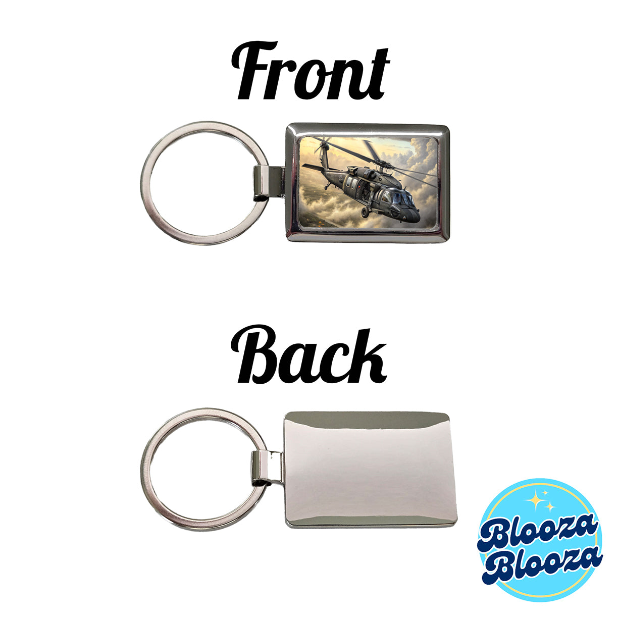 UH-60 Black Hawk US Helicopter Rectangle Metal Keychain