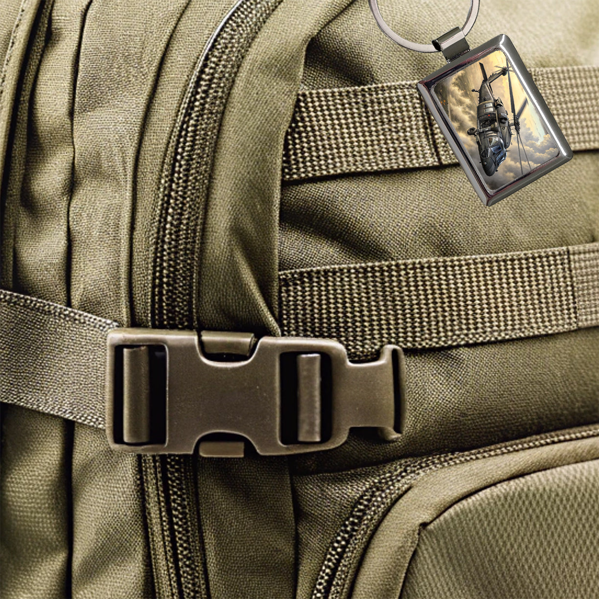 UH-60 Black Hawk US Helicopter Rectangle Metal Keychain