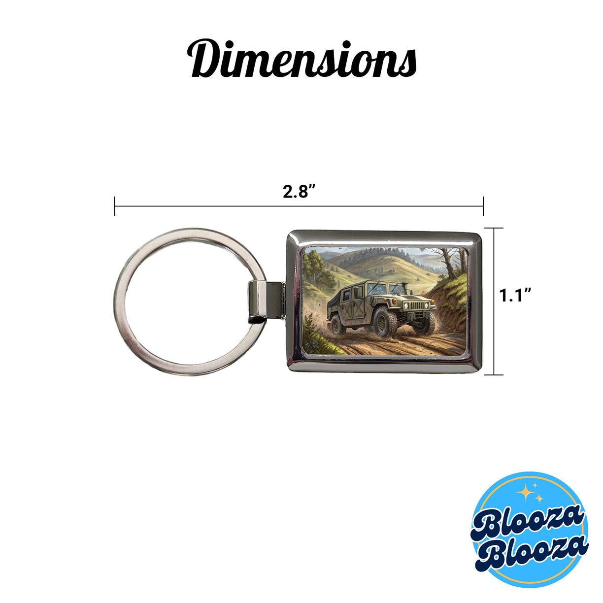 US Army Military Humvee Rectangle Metal Keychain