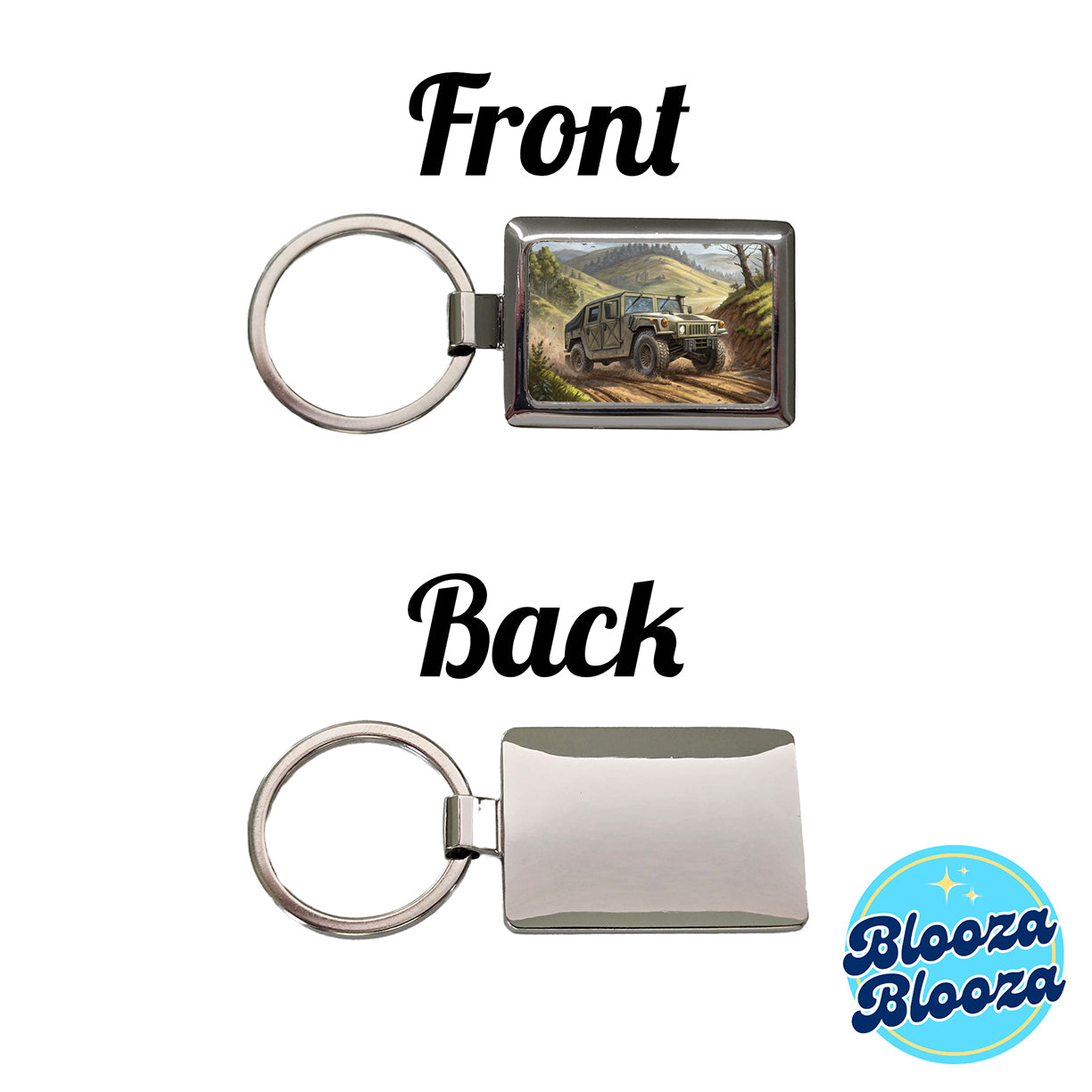 US Army Military Humvee Rectangle Metal Keychain