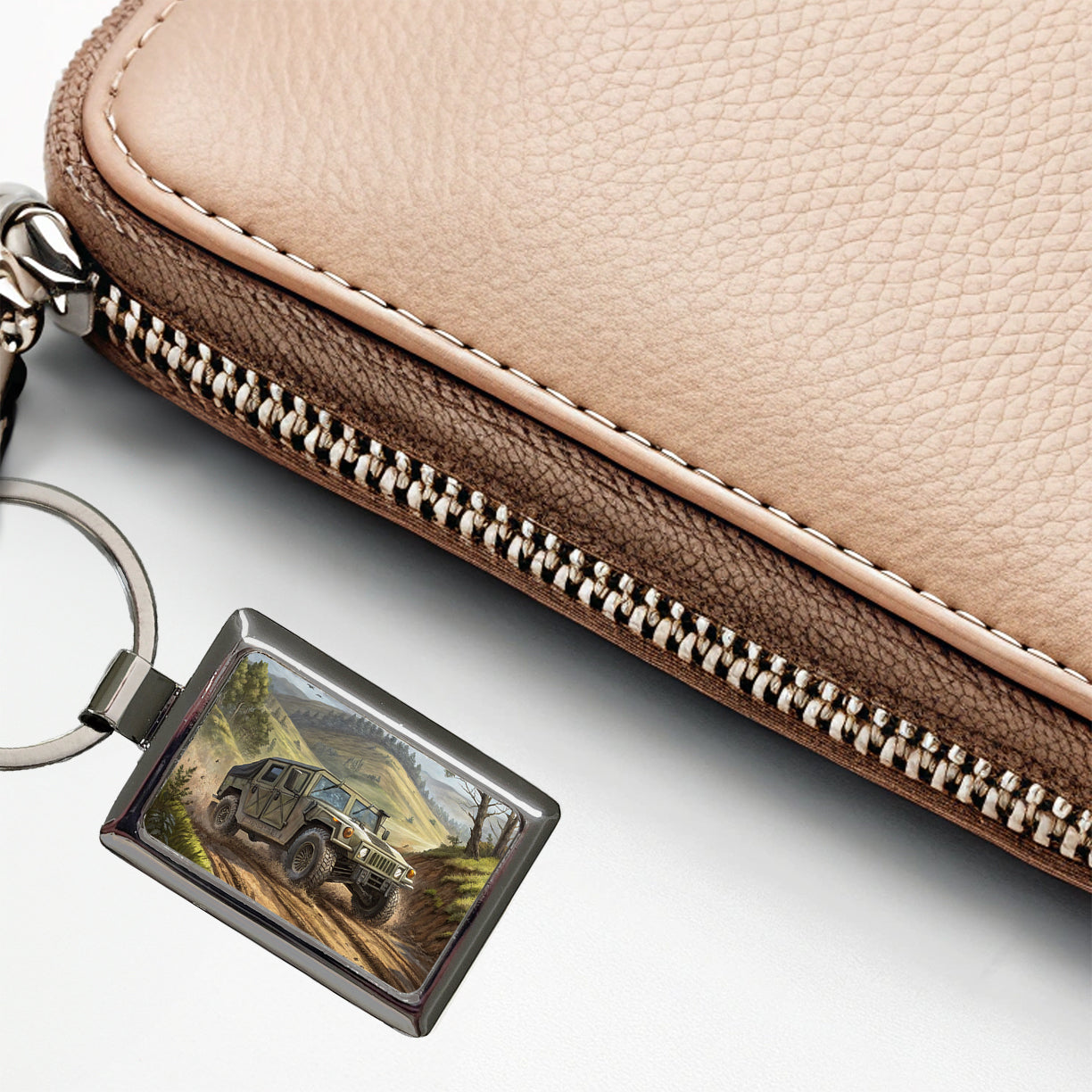 US Army Military Humvee Rectangle Metal Keychain