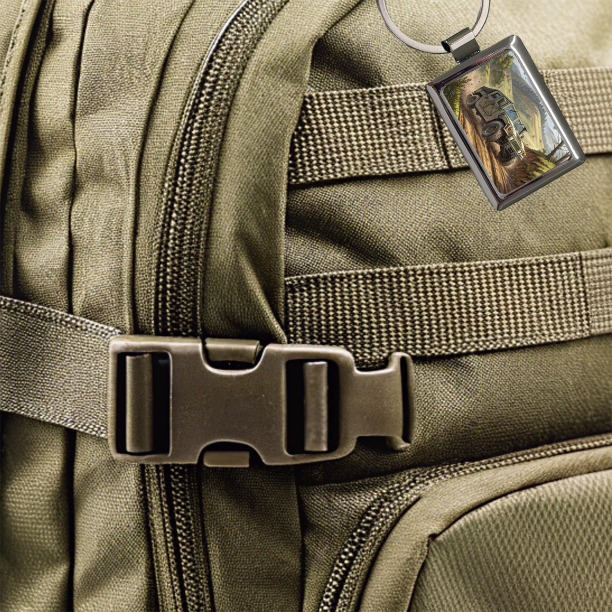 US Army Military Humvee Rectangle Metal Keychain