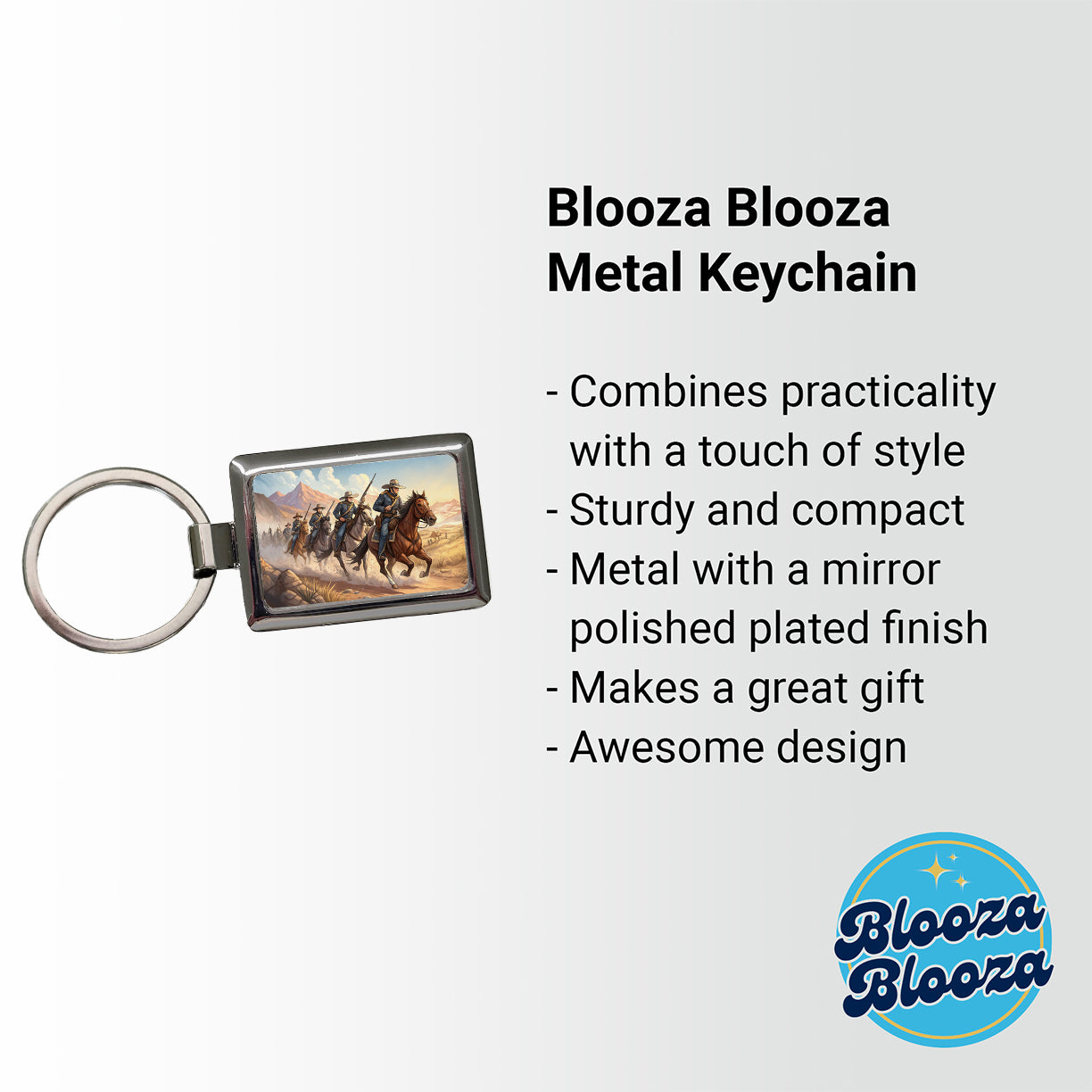 US Cavalry Charge Cowboy Western Old West Rectangle Metal Keychain