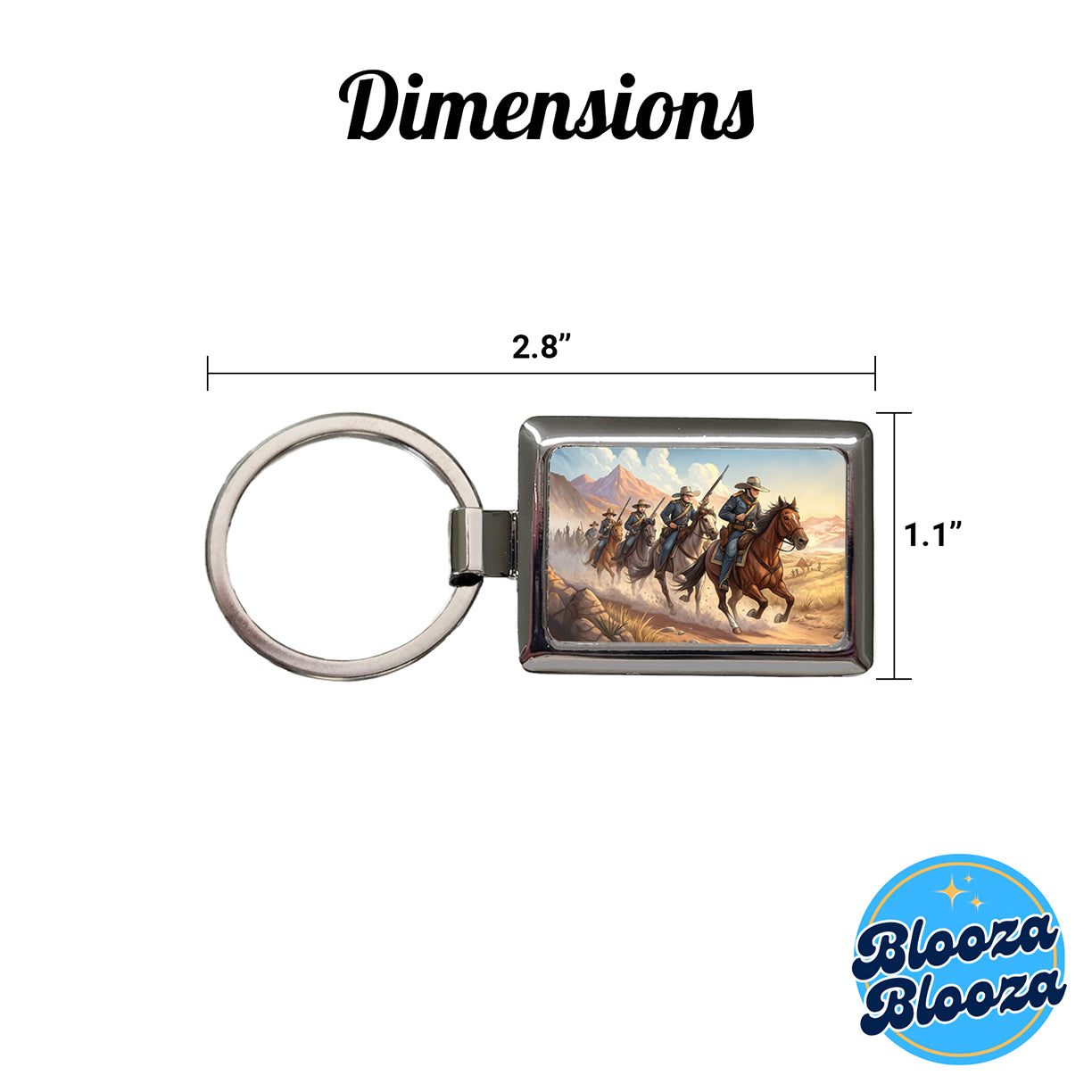 US Cavalry Charge Cowboy Western Old West Rectangle Metal Keychain