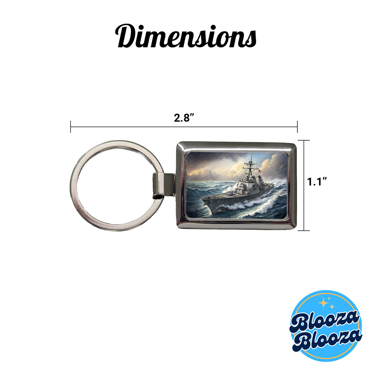US Navy Destroyer Underway Rectangle Metal Keychain