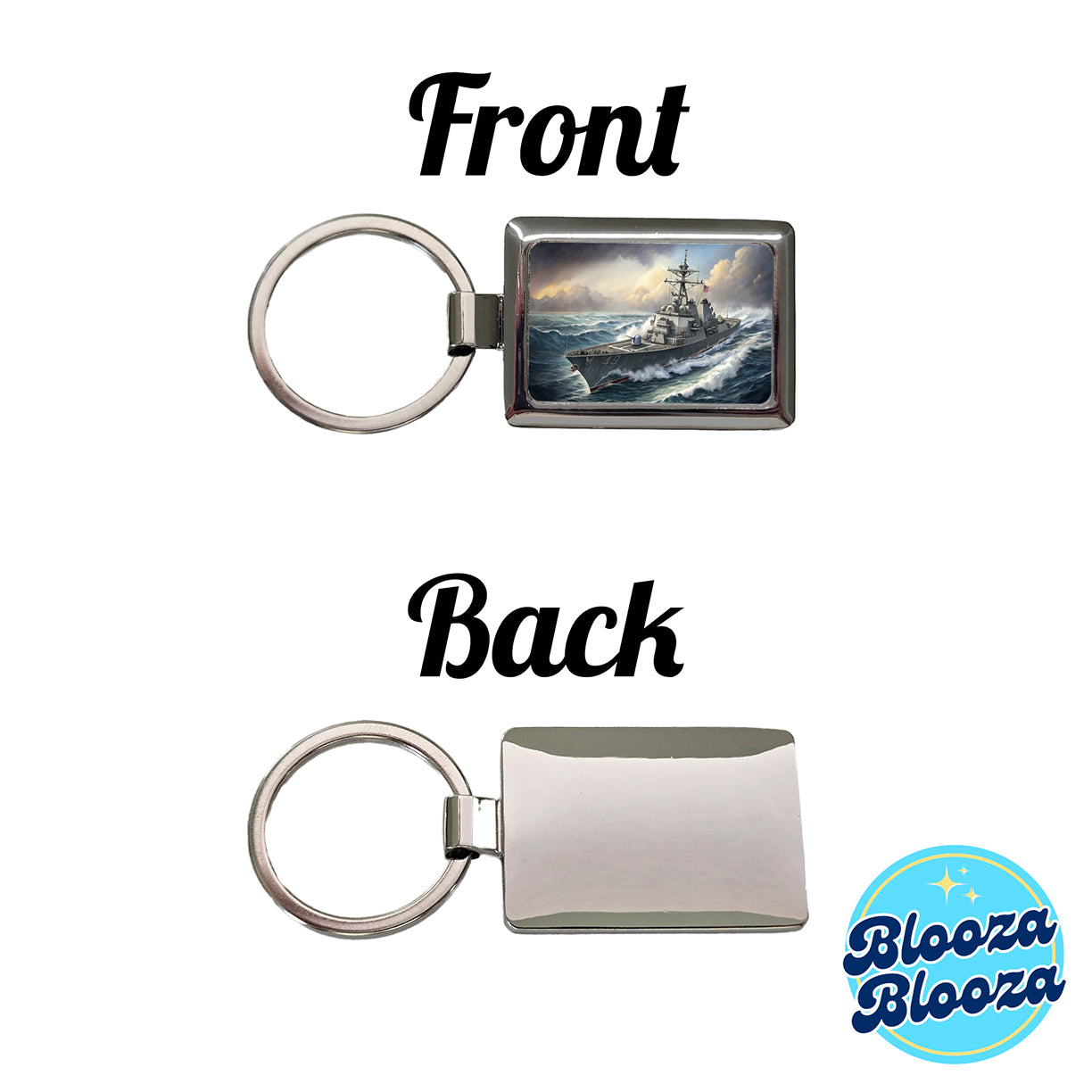 US Navy Destroyer Underway Rectangle Metal Keychain
