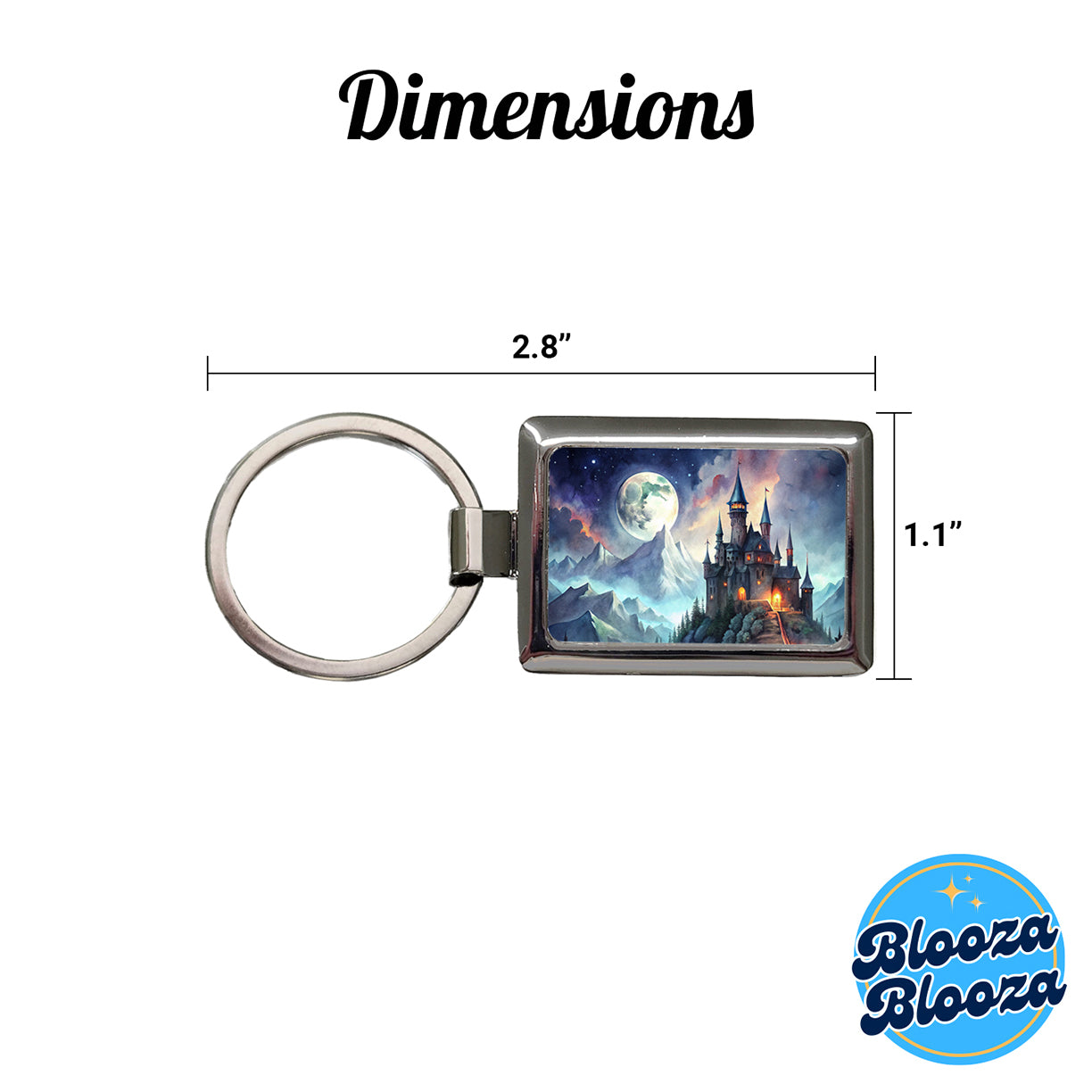 Vampire Castle On Mountain Top Under A Full Moon Rectangle Metal Keychain