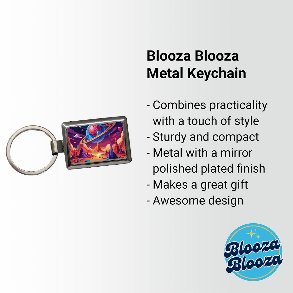 Vibrant Colored Sci-fi Hostile Alien Planet Rectangle Metal Keychain