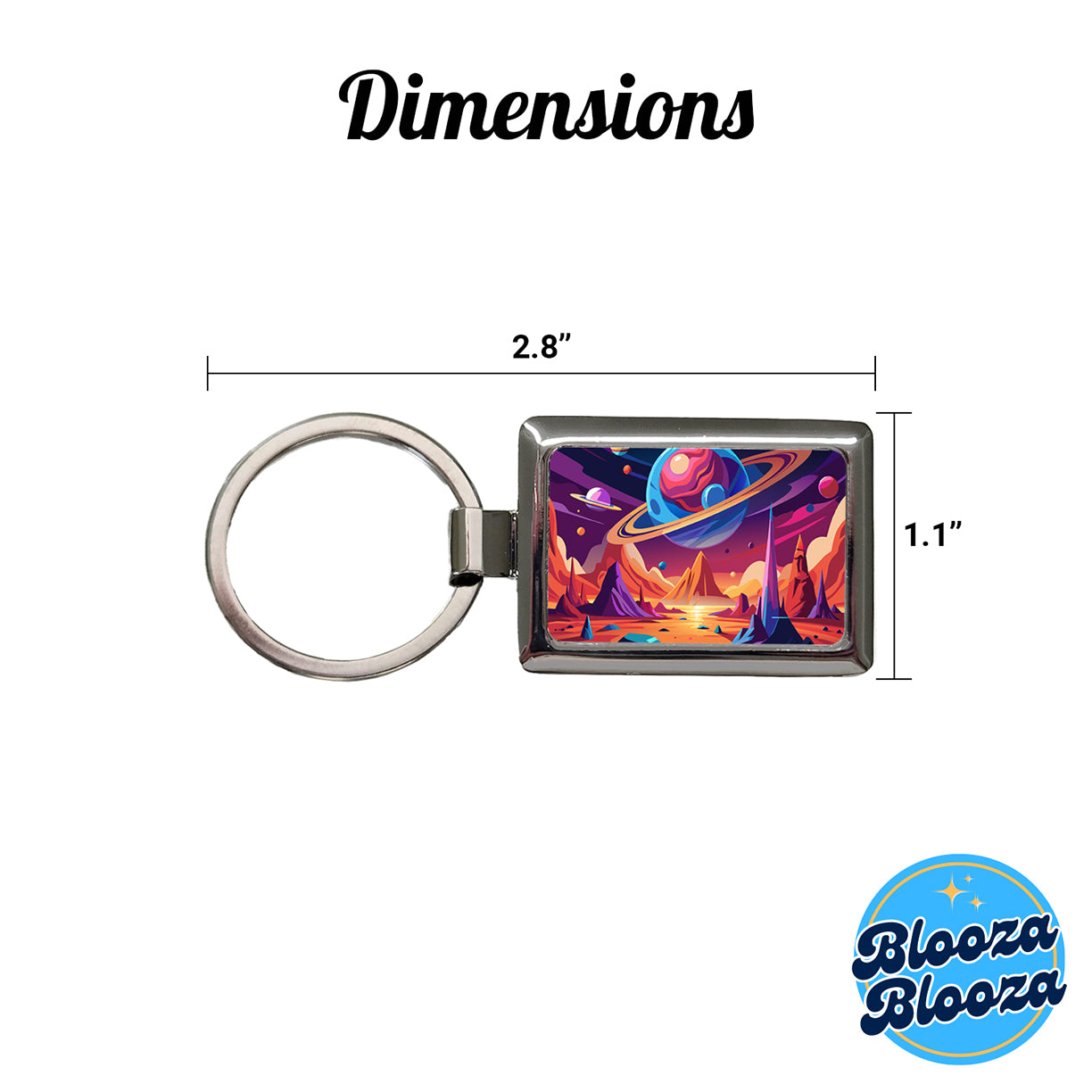 Vibrant Colored Sci-fi Hostile Alien Planet Rectangle Metal Keychain