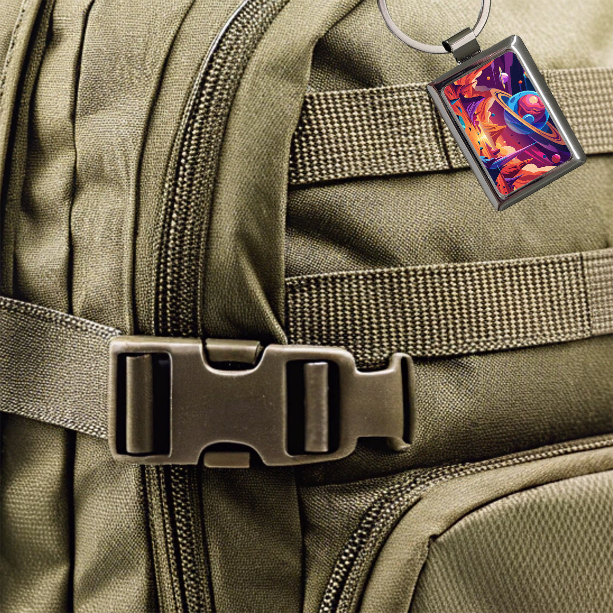 Vibrant Colored Sci-fi Hostile Alien Planet Rectangle Metal Keychain