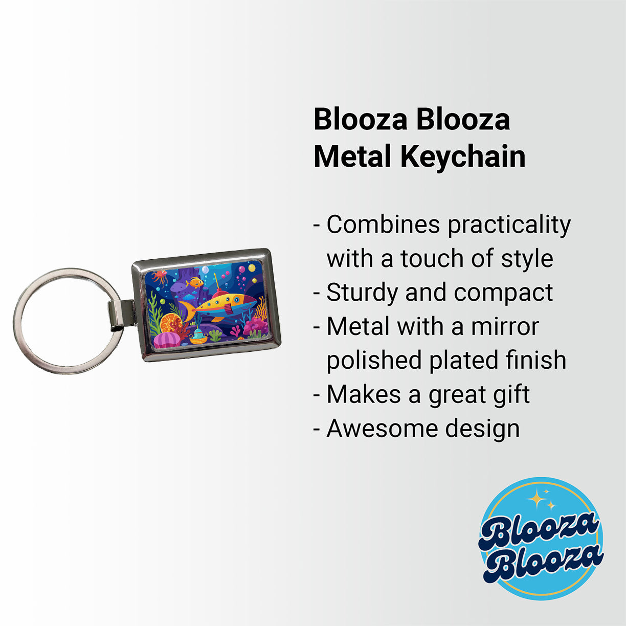 Vibrant Colored Undersea Underwater Ocean Fantasy World Rectangle Metal Keychain