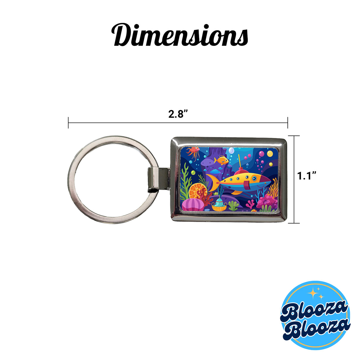 Vibrant Colored Undersea Underwater Ocean Fantasy World Rectangle Metal Keychain