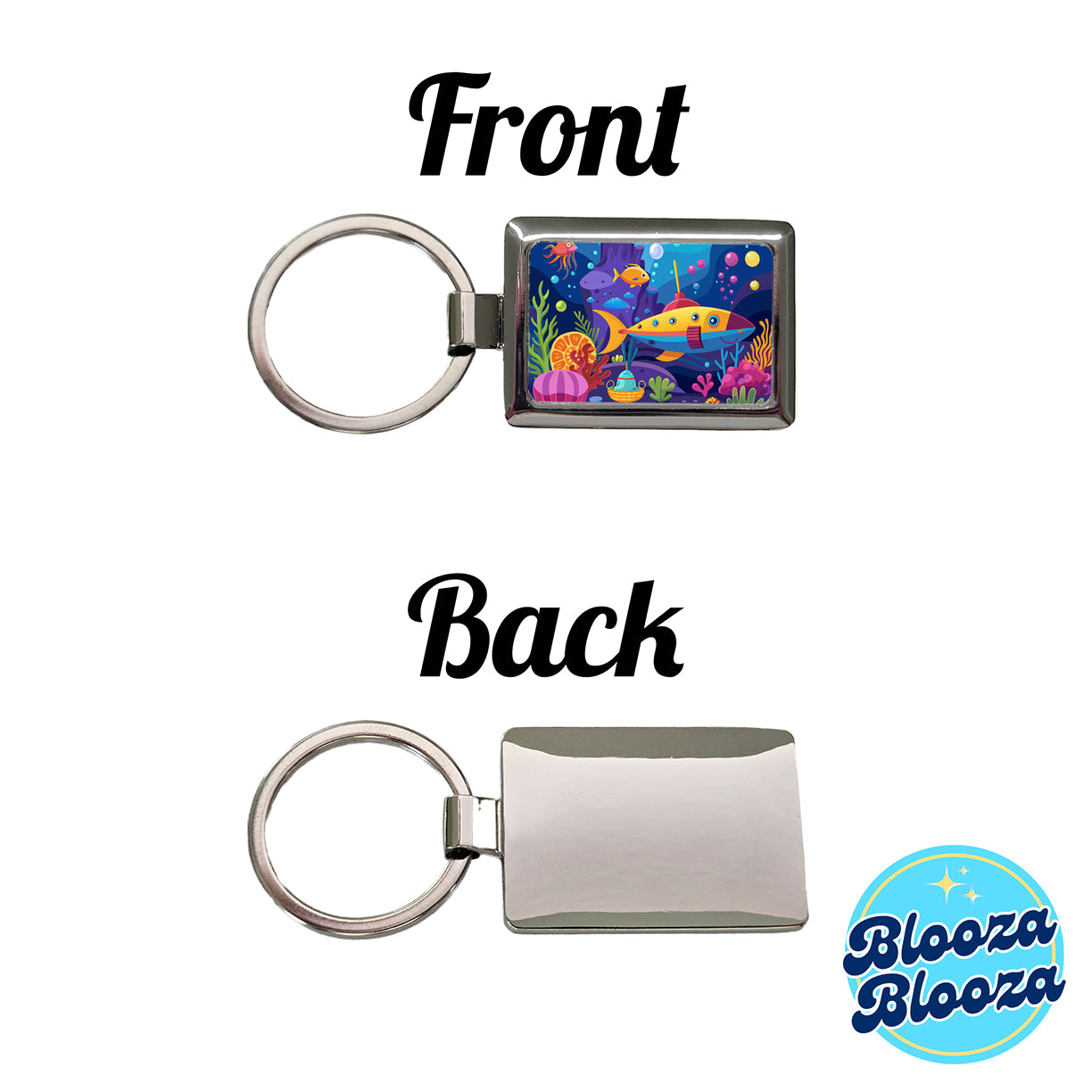 Vibrant Colored Undersea Underwater Ocean Fantasy World Rectangle Metal Keychain