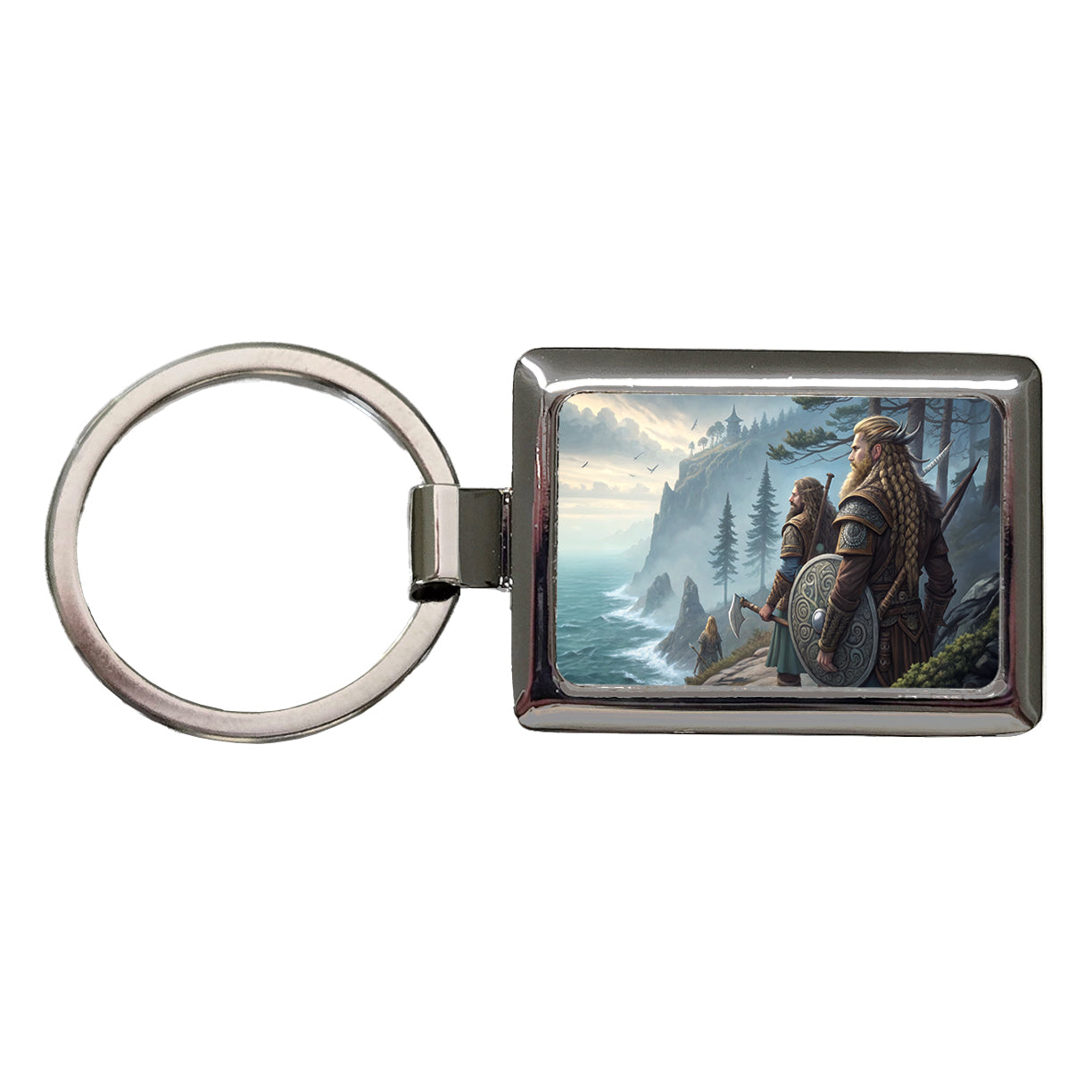 Vikings Raiders Anime Style Fantasy Rectangle Metal Keychain