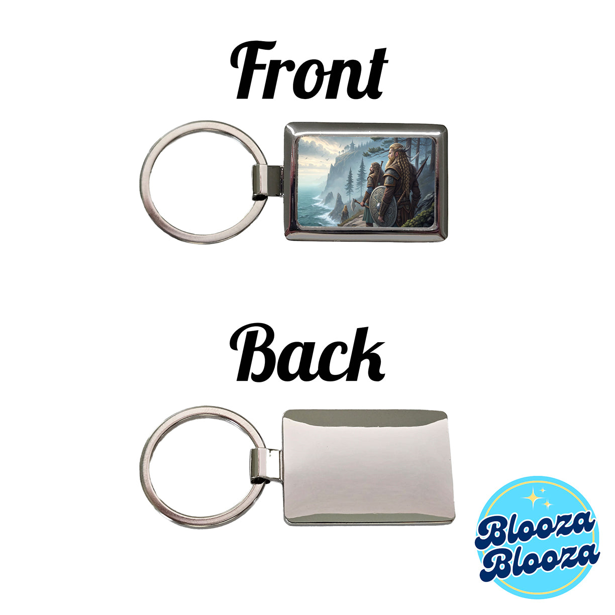 Vikings Raiders Anime Style Fantasy Rectangle Metal Keychain