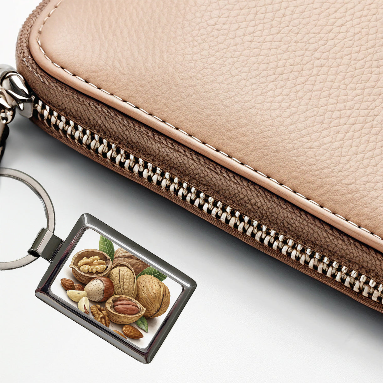 Walnuts Hazelnuts Almonds Brazil Nuts Rectangle Metal Keychain