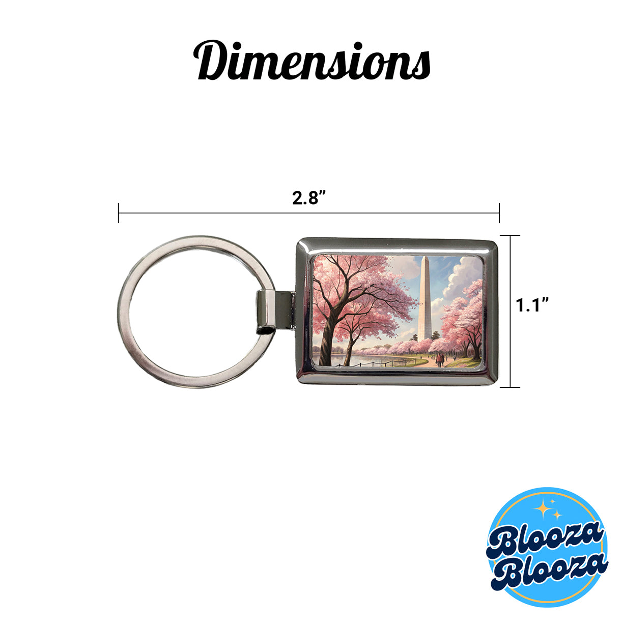 Washington Monument During Cherry Tree Blossom Season Rectangle Metal Keychain
