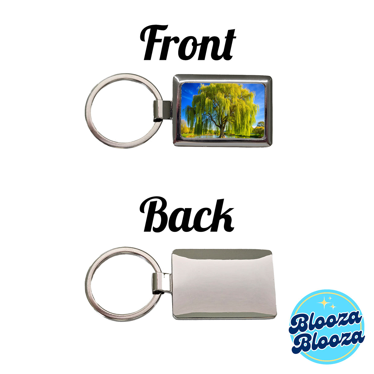 Weeping Willow Tree in Pond Rectangle Metal Keychain