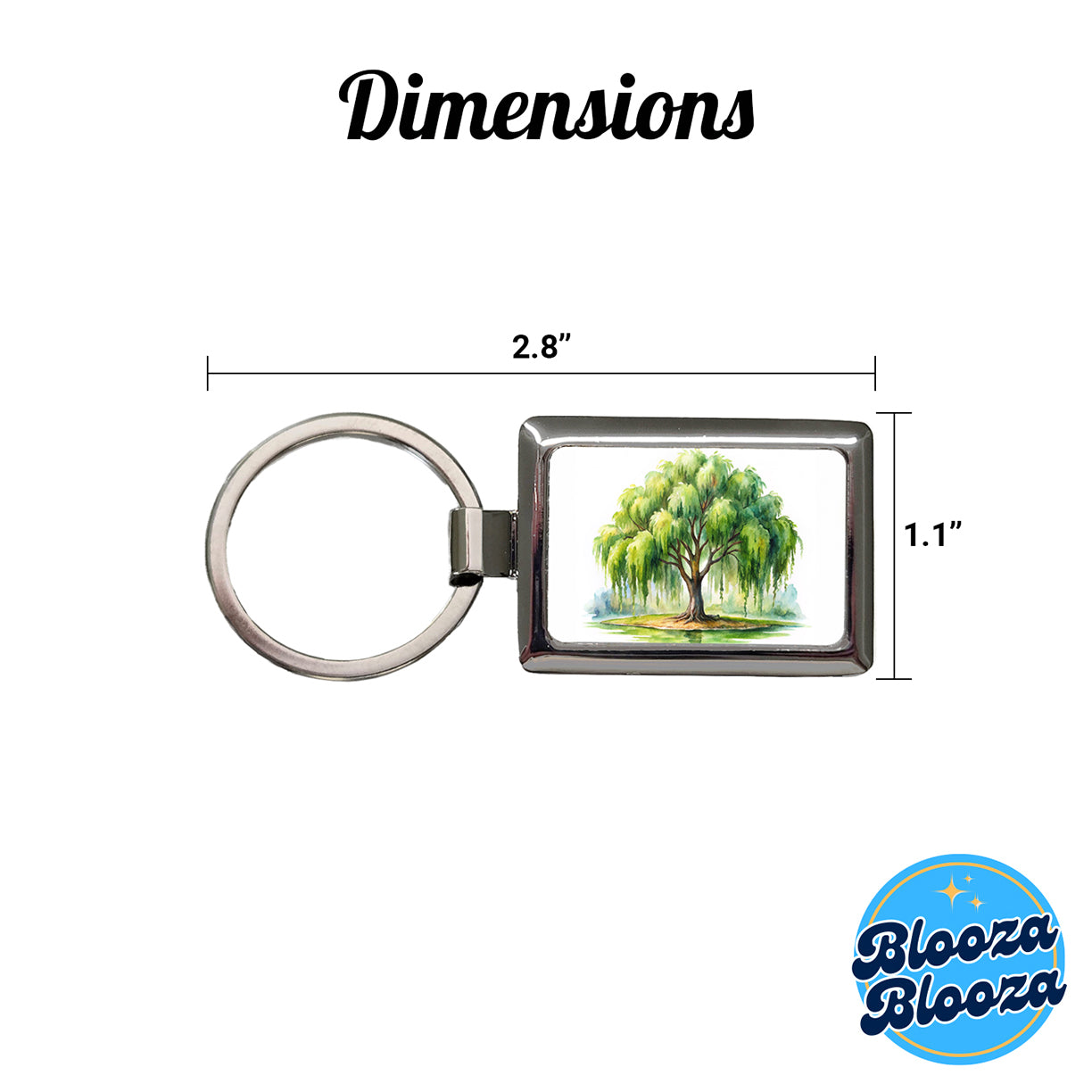 Weeping Willow Tree Watercolor Rectangle Metal Keychain
