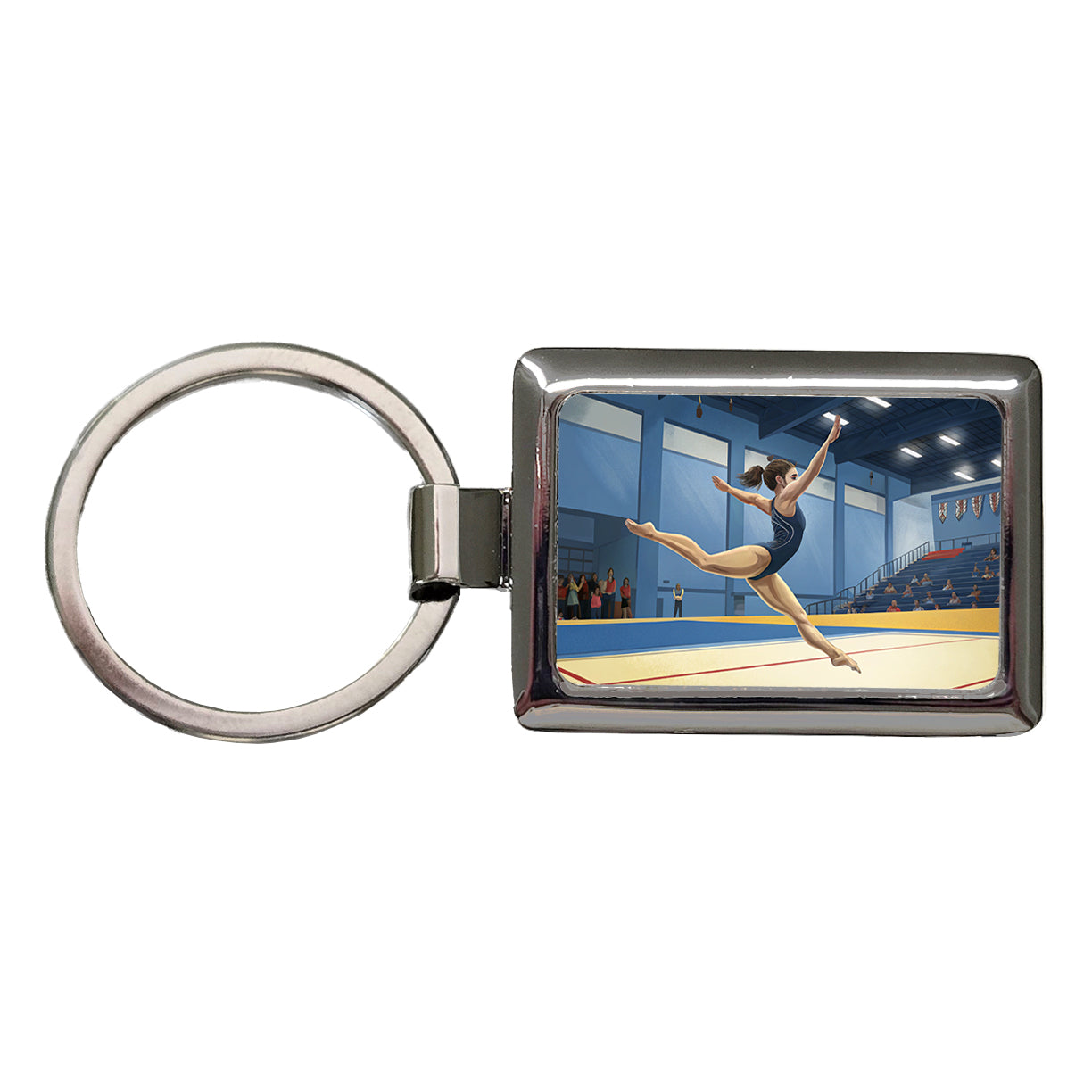 Women's Gymnastics Floor Routine Rectangle Metal Keychain
