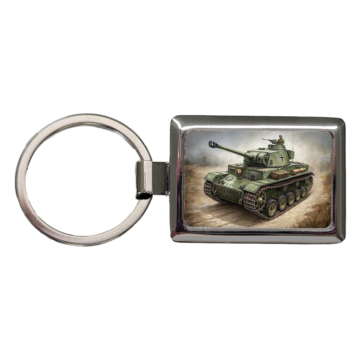 WWII German Panzer IV Tank Rectangle Metal Keychain