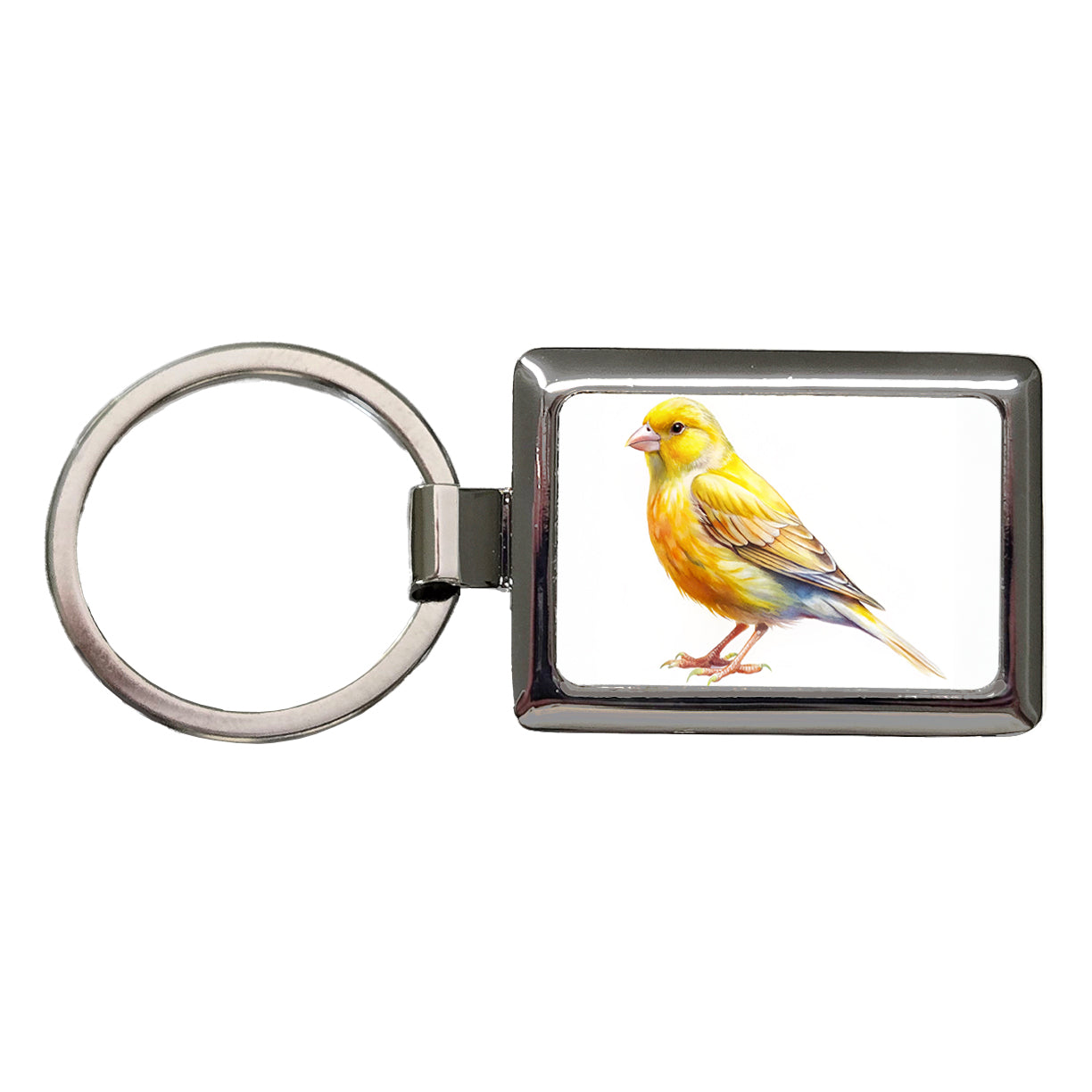 Yellow Canary Bird Watercolor Rectangle Metal Keychain