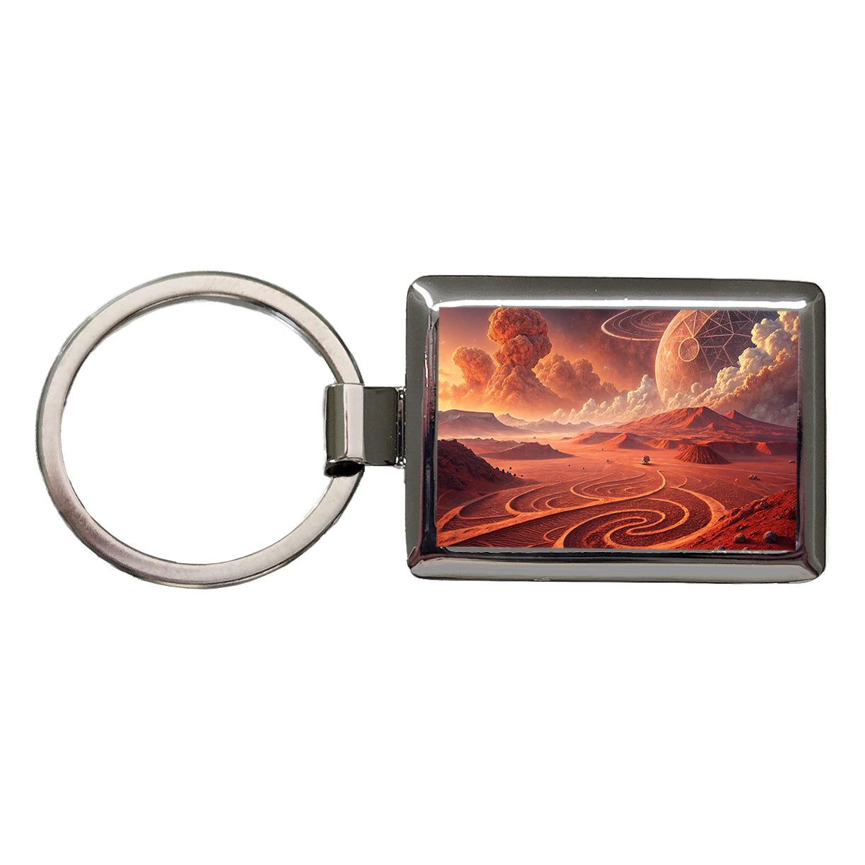 Abstract Alien Martian Sci-fi Landscape Rectangle Metal Keychain