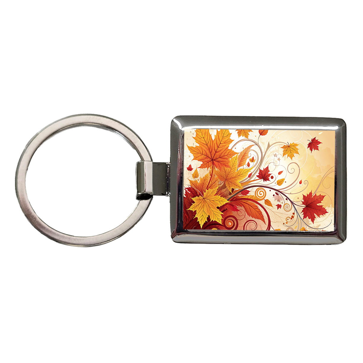 Abstract Fall Autumn Leaves Design Rectangle Metal Keychain
