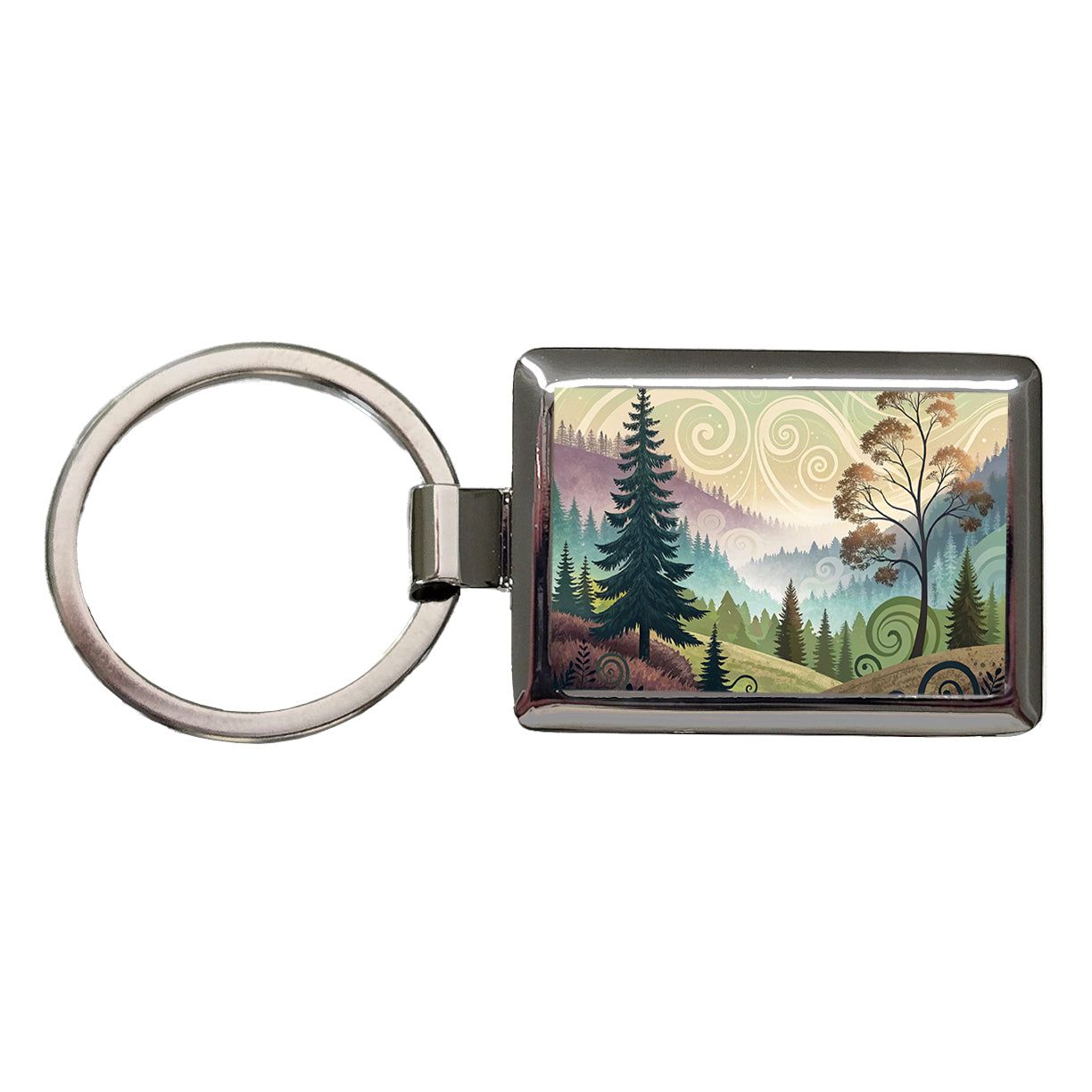 Abstract Pastel Forest Landscape Rectangle Metal Keychain