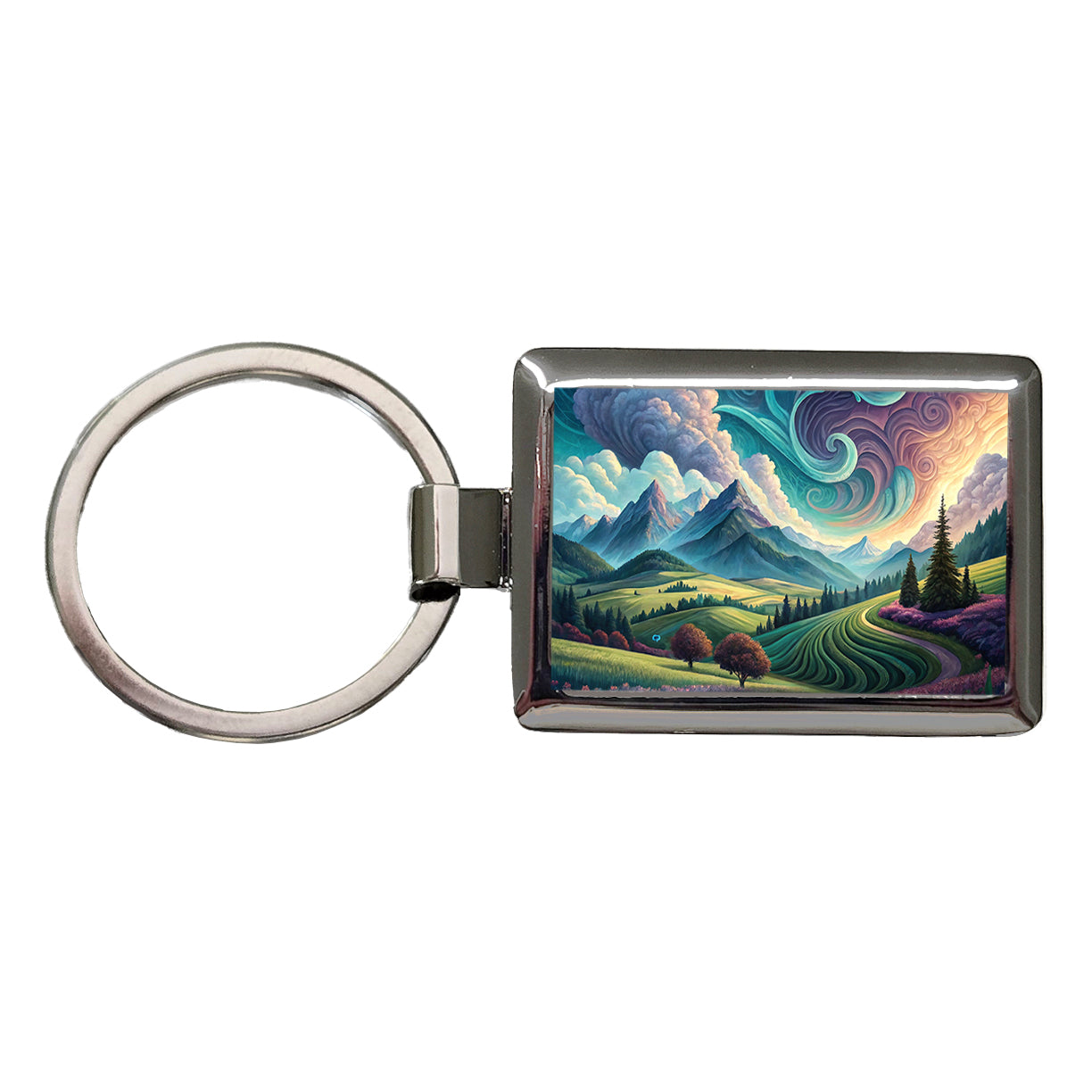 Abstract Pastels Landscape Rectangle Metal Keychain