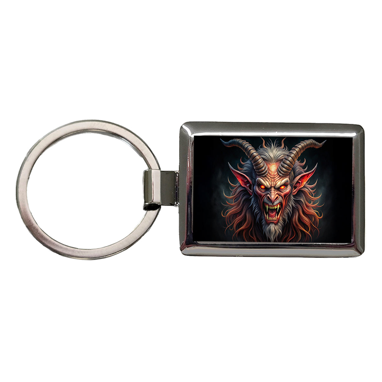 Angry Krampus Christmas Watercolor Rectangle Metal Keychain