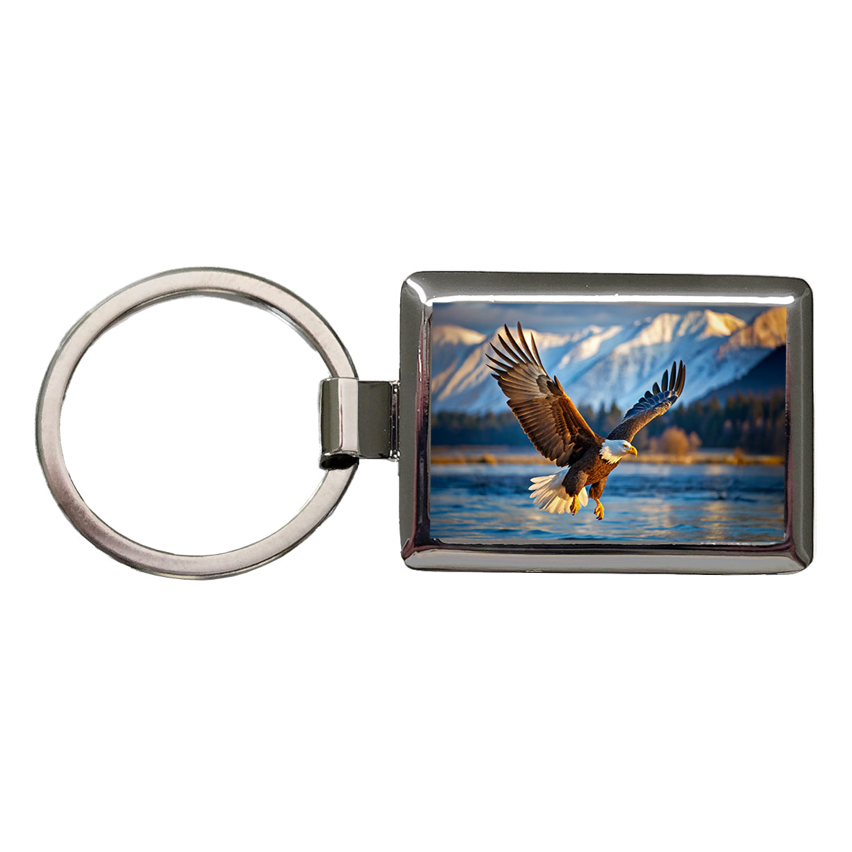 Bald Eagle Flying Raptor Bird Of Prey Rectangle Metal Keychain