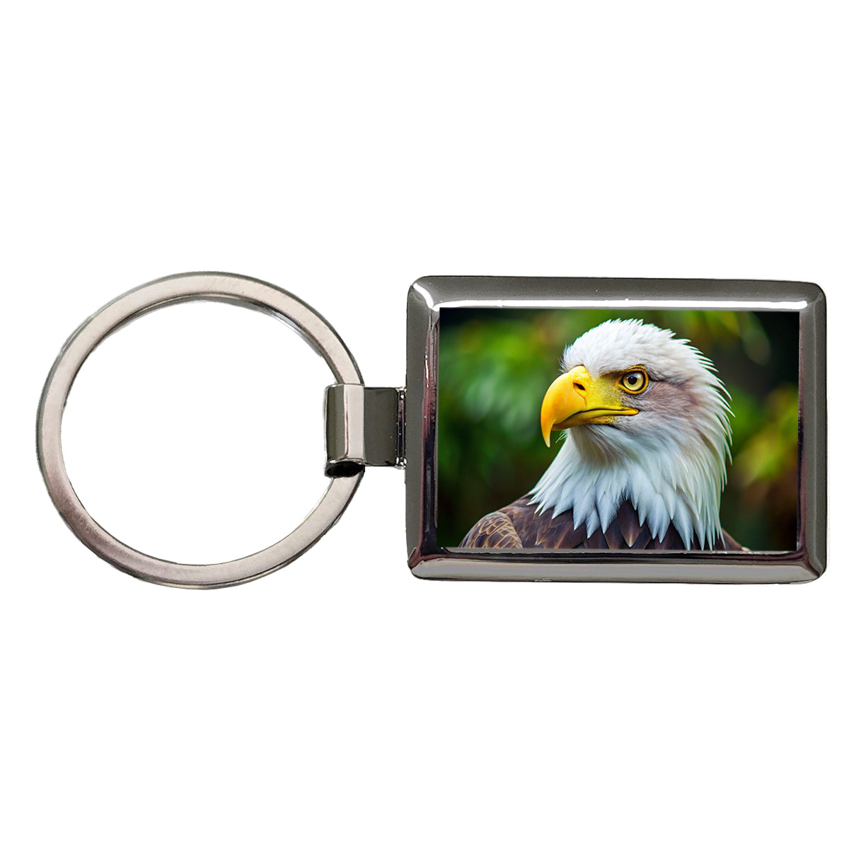 Bald Eagle Raptor Bird Of Prey Rectangle Metal Keychain