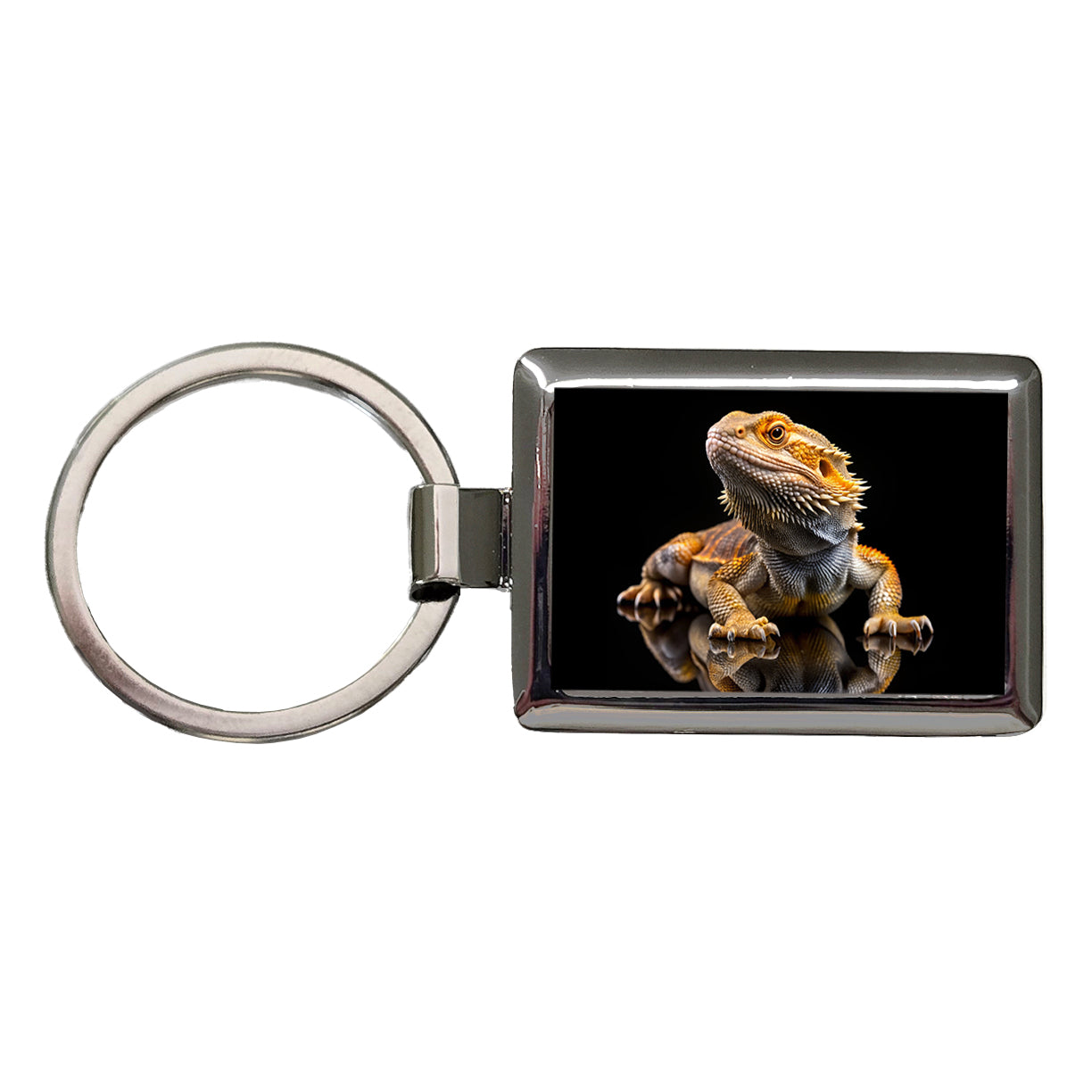 Bearded Dragon Lizard Reptile Rectangle Metal Keychain