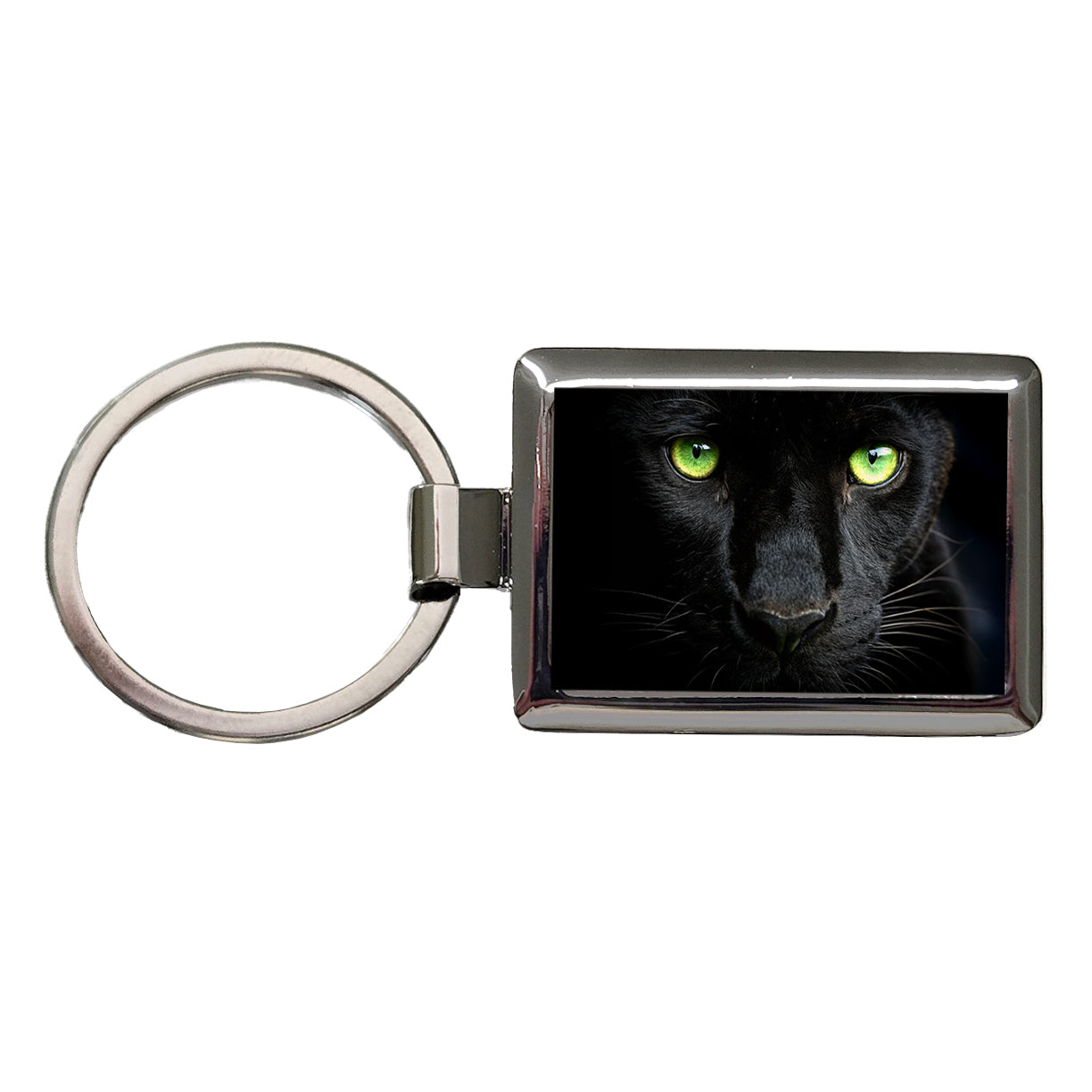 Black Panther Eyes Rectangle Metal Keychain