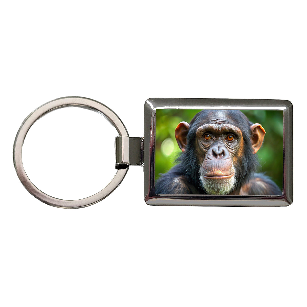 Chimpanzee Monkey Rectangle Metal Keychain
