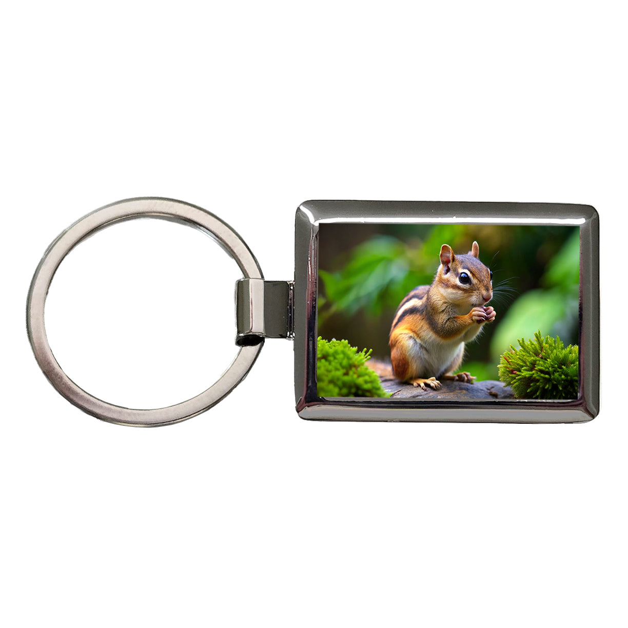 Chipmunk Rectangle Metal Keychain