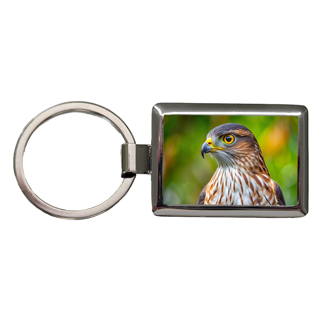 Cooper's Hawk Raptor Bird Of Prey Rectangle Metal Keychain