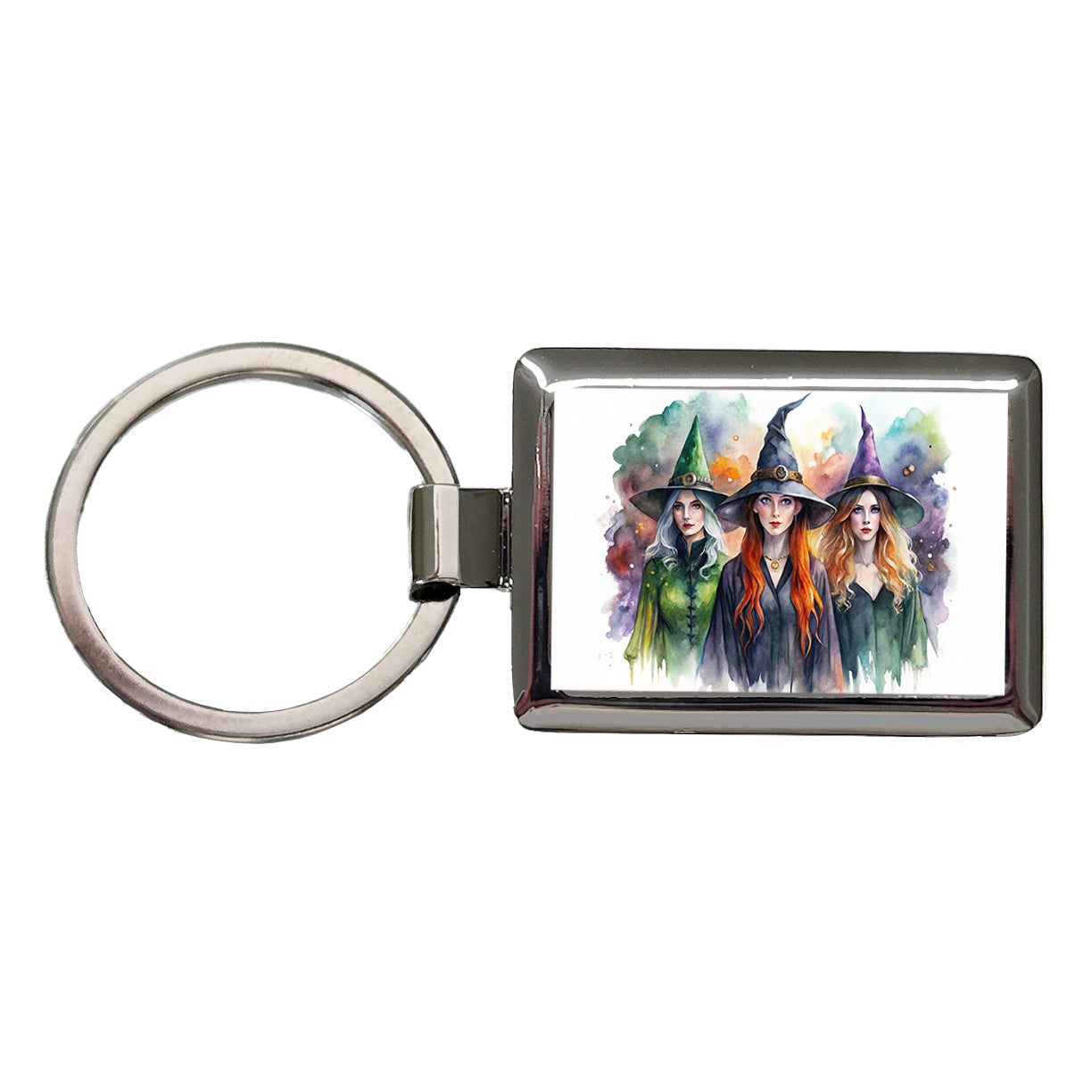 Coven Of Witches Watercolor Rectangle Metal Keychain