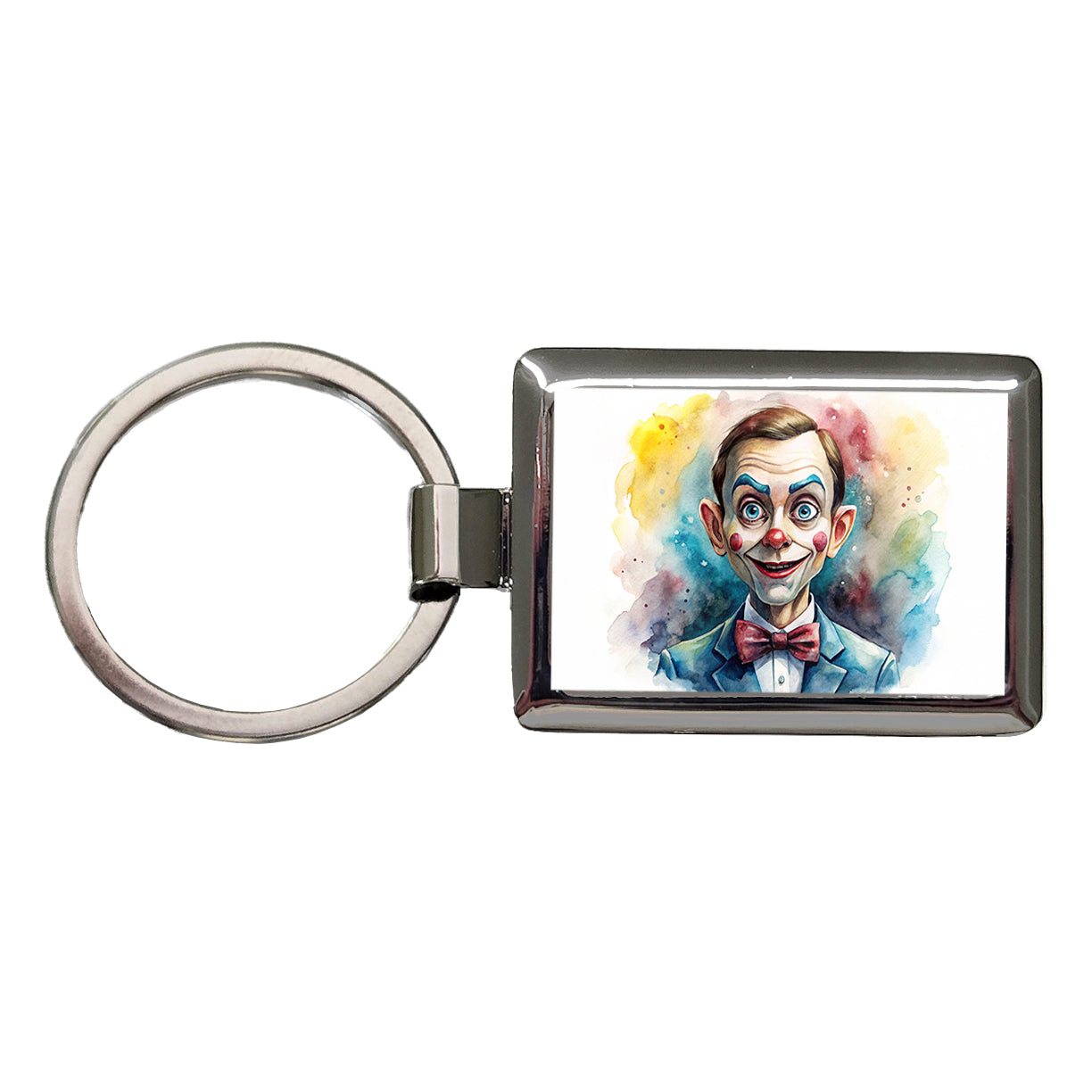 Creepy Ventriloquist Dummy Watercolor Rectangle Metal Keychain