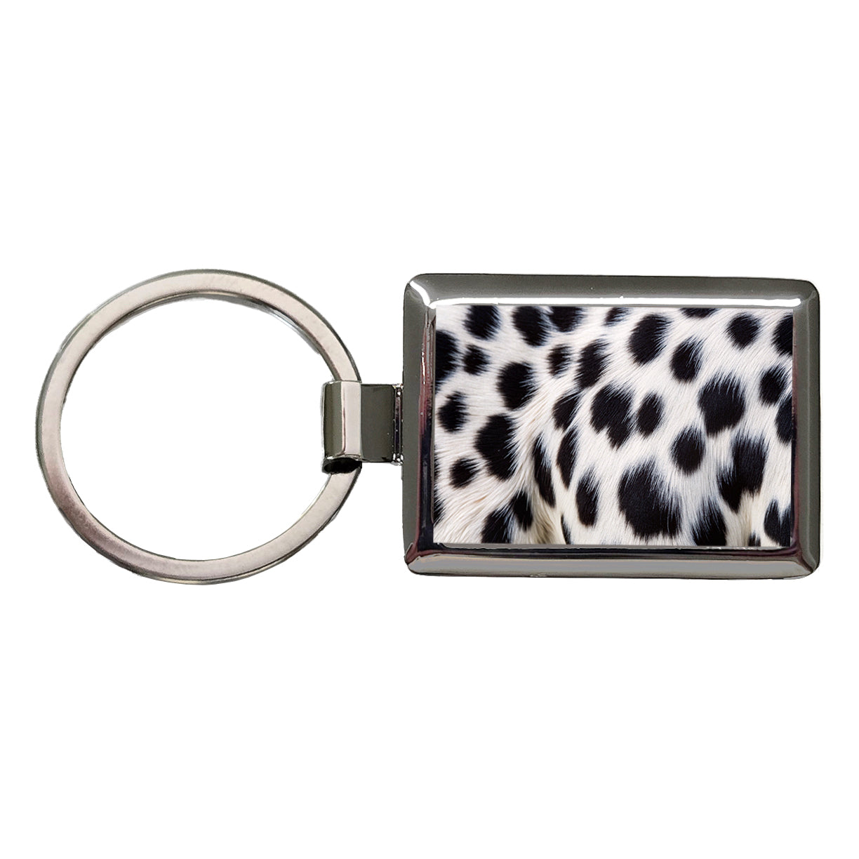 Dalmatian Dog Fur Spotted Pattern Rectangle Metal Keychain