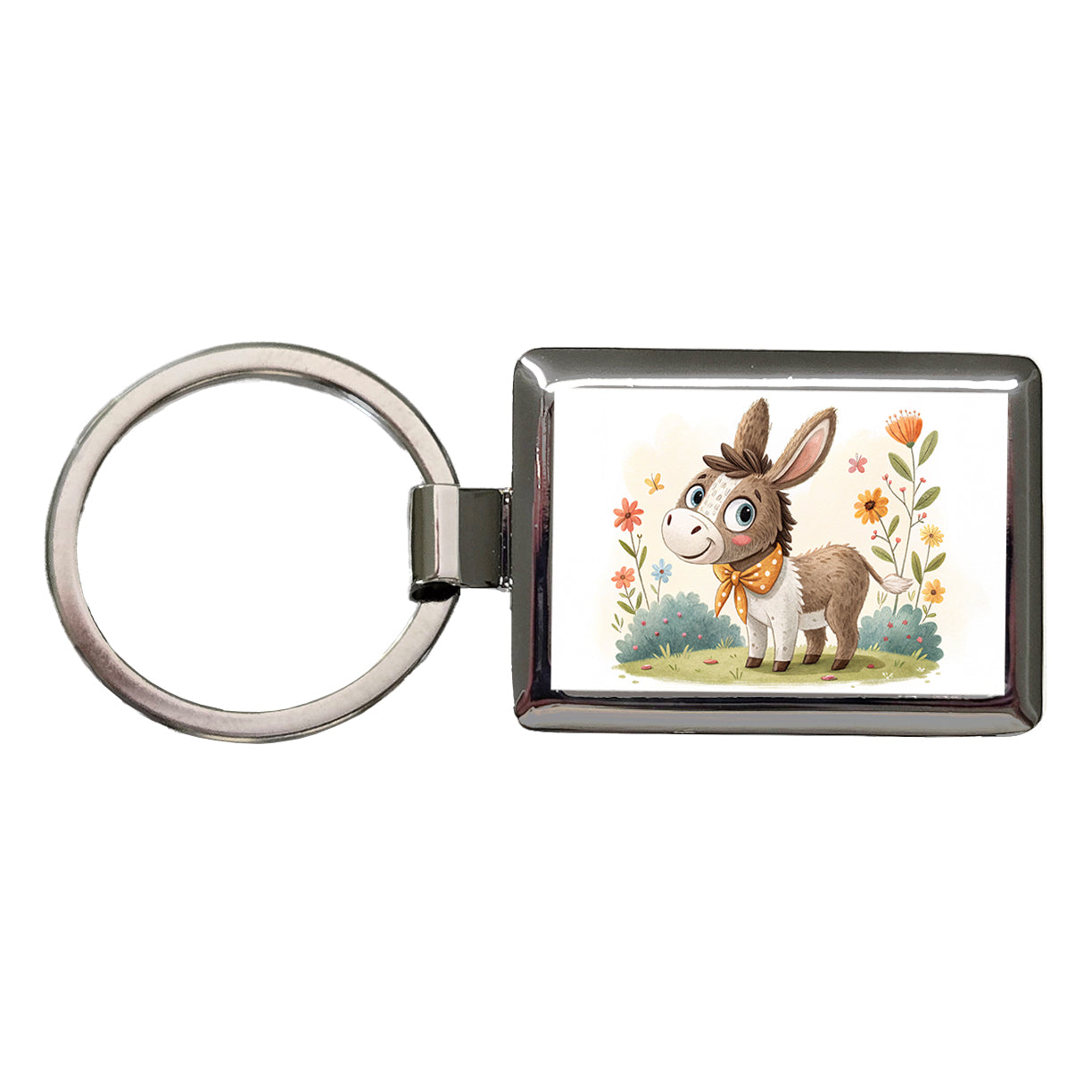 Donkey Children's Illustration Style Rectangle Metal Keychain